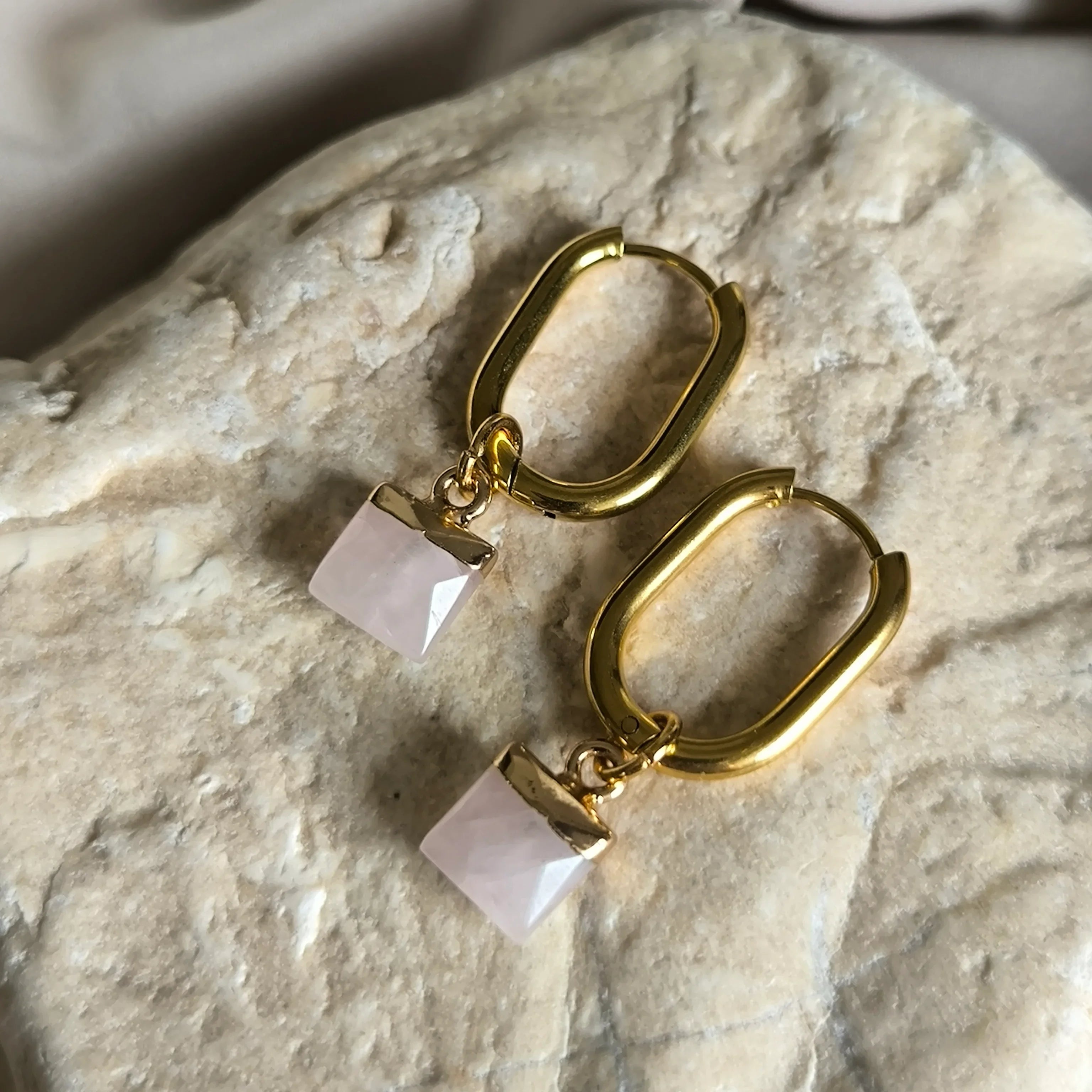 Mineral earrings (Rose quartz) - Marole