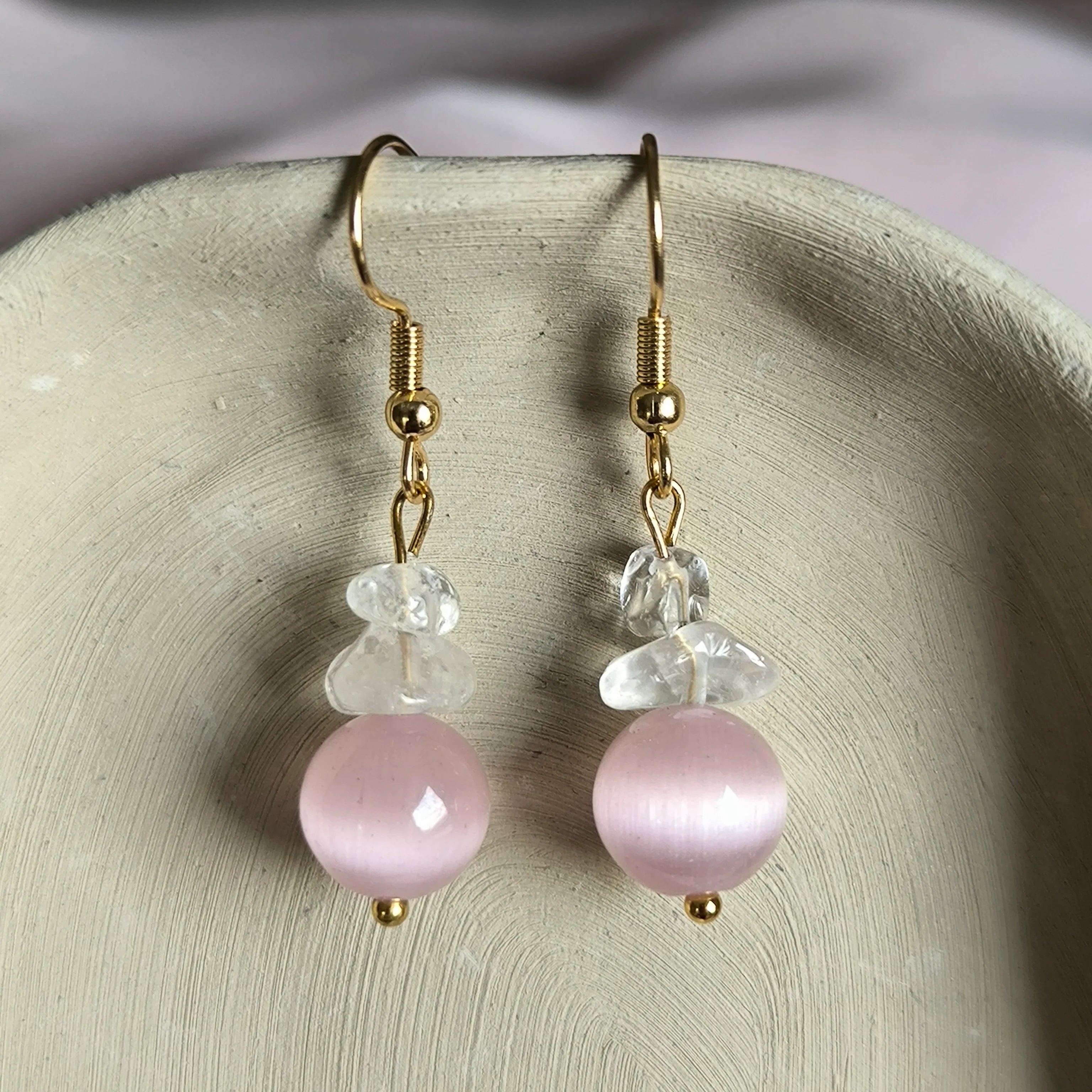 Mineral earrings (Cat's eye, Crystal) - Marole