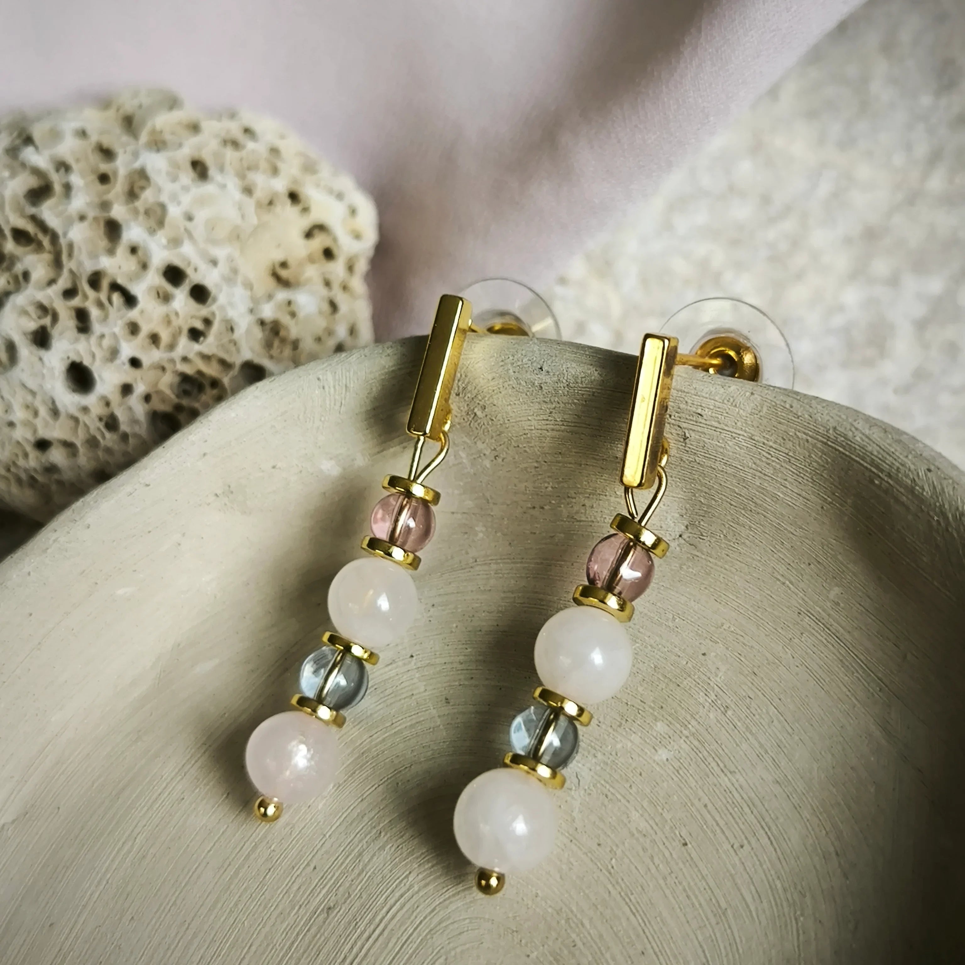 Mineral earrings (Rose quartz) - Marole