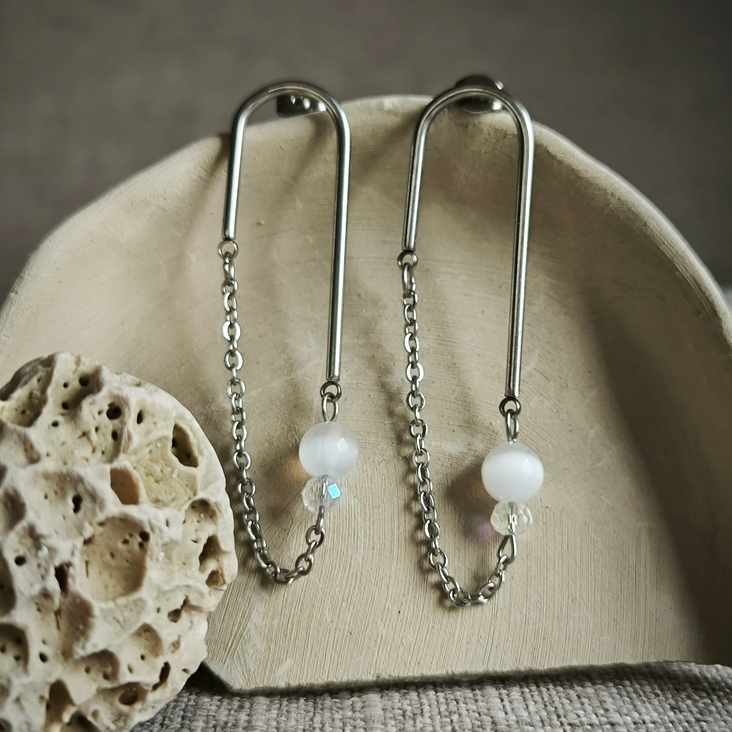 Mineral earrings (Selenite)