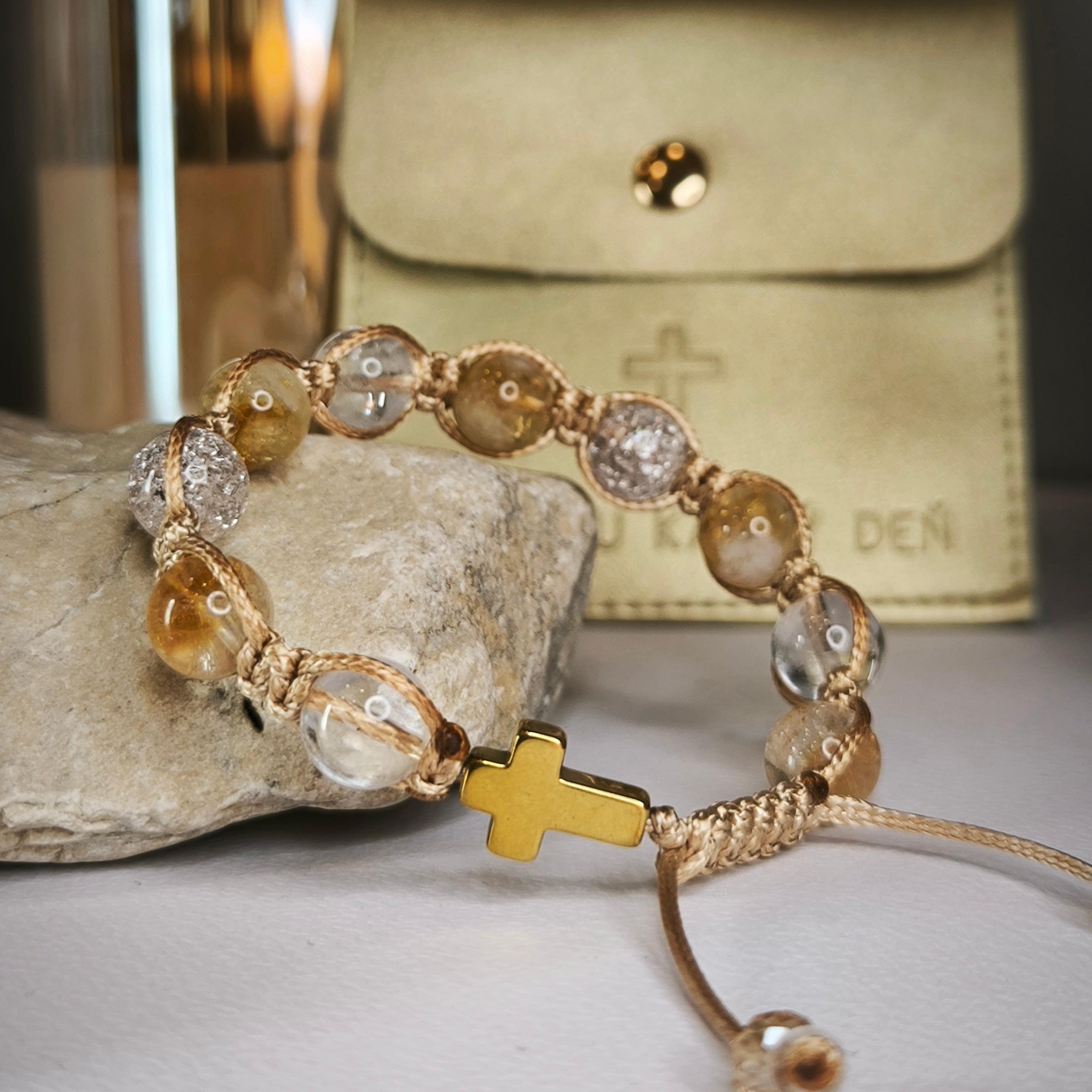 Women's rosary for the hand (Citrine, Crystal, Hematite)