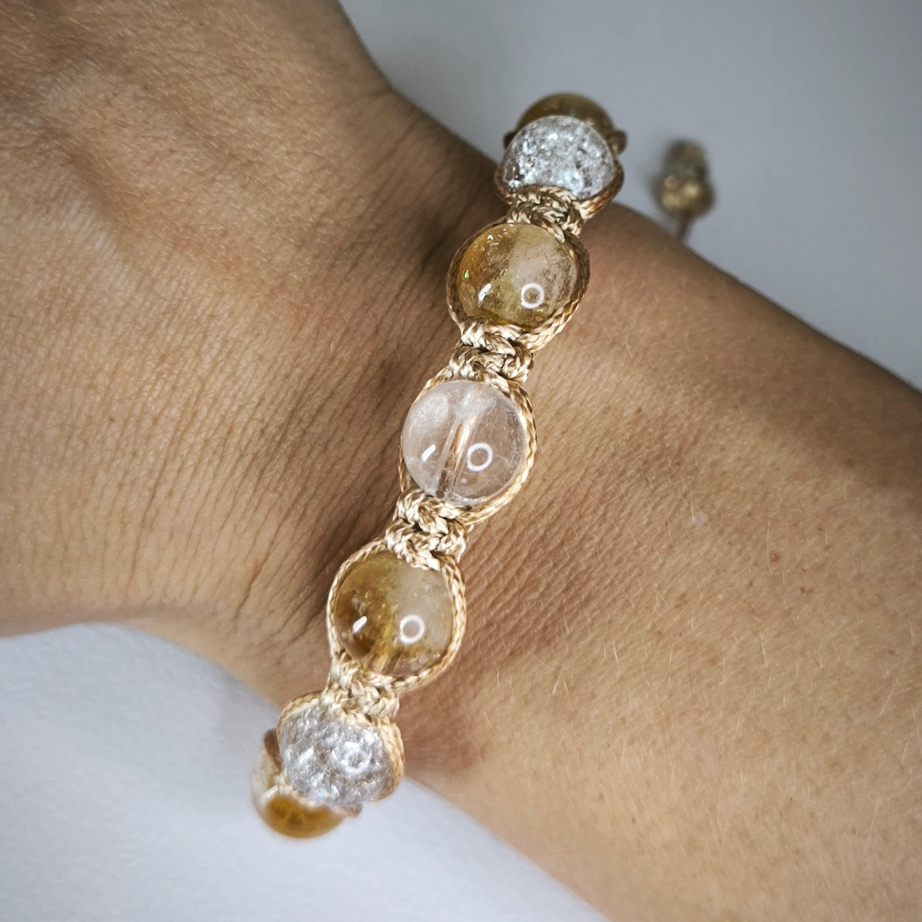 Women's rosary for the hand (Citrine, Crystal, Hematite)