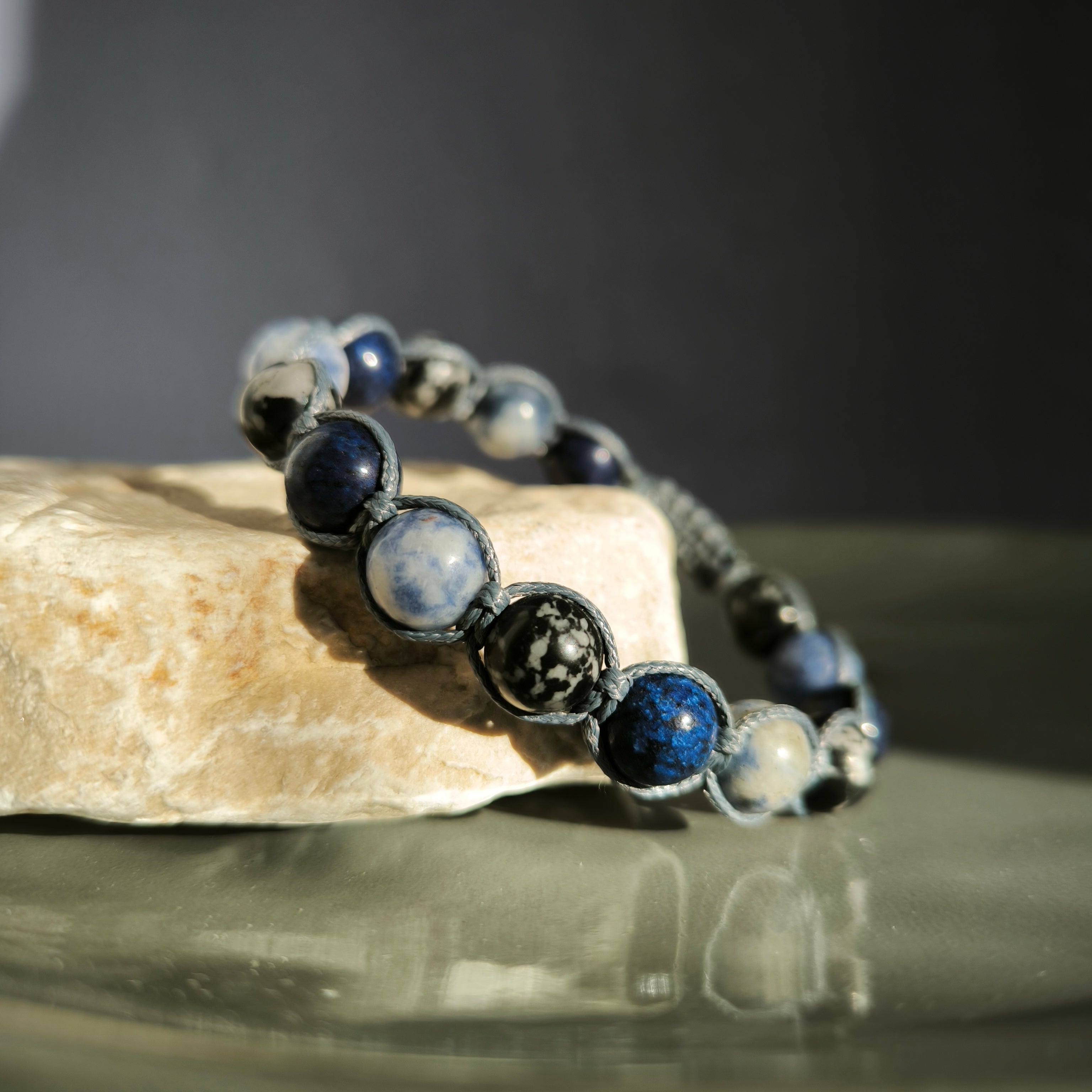 Poseidon - Náramek z minerálů (Sodalit, Lapis Lazuli, Obsidián)