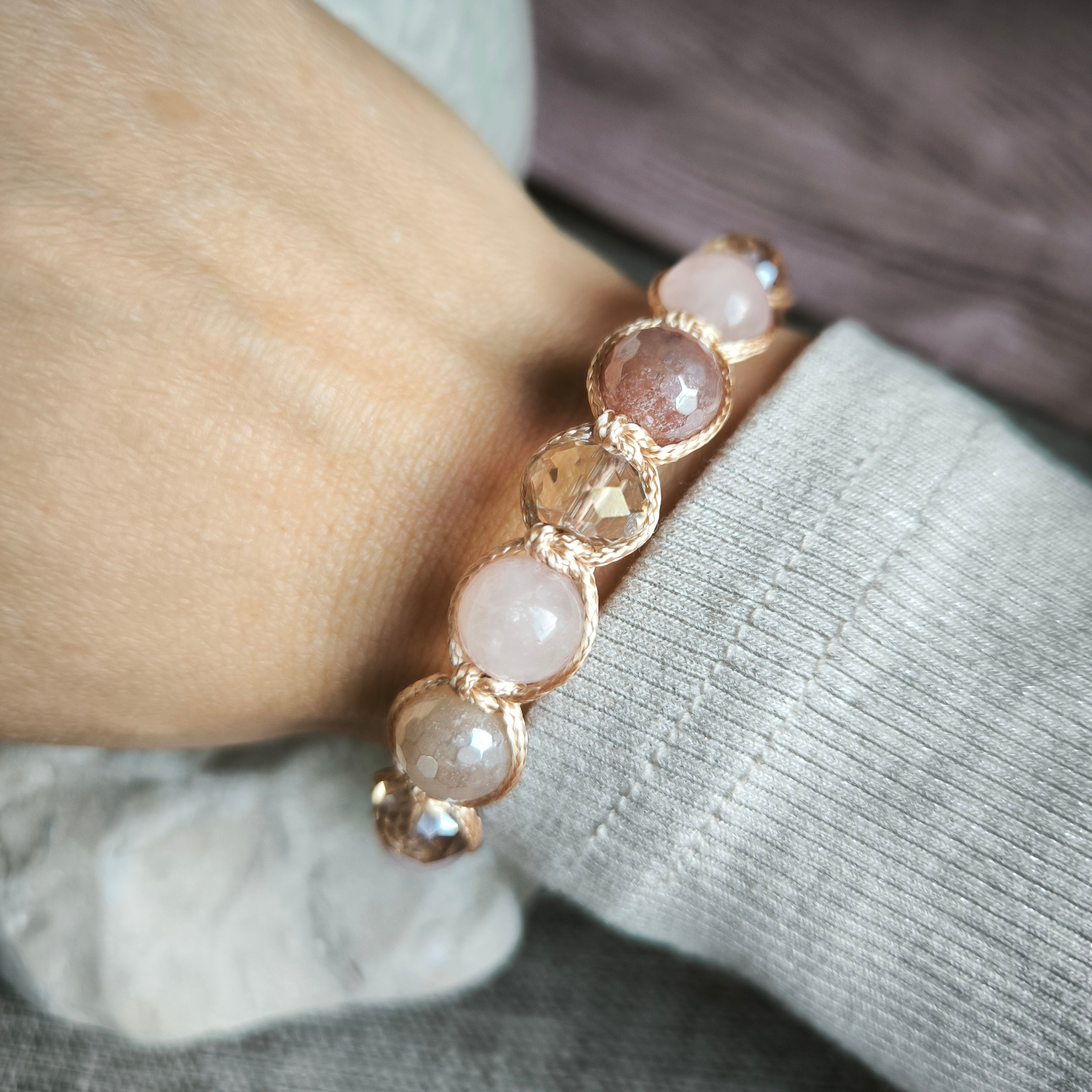 Tessa - Mineral bracelet (Rose quartz, Aventurine)