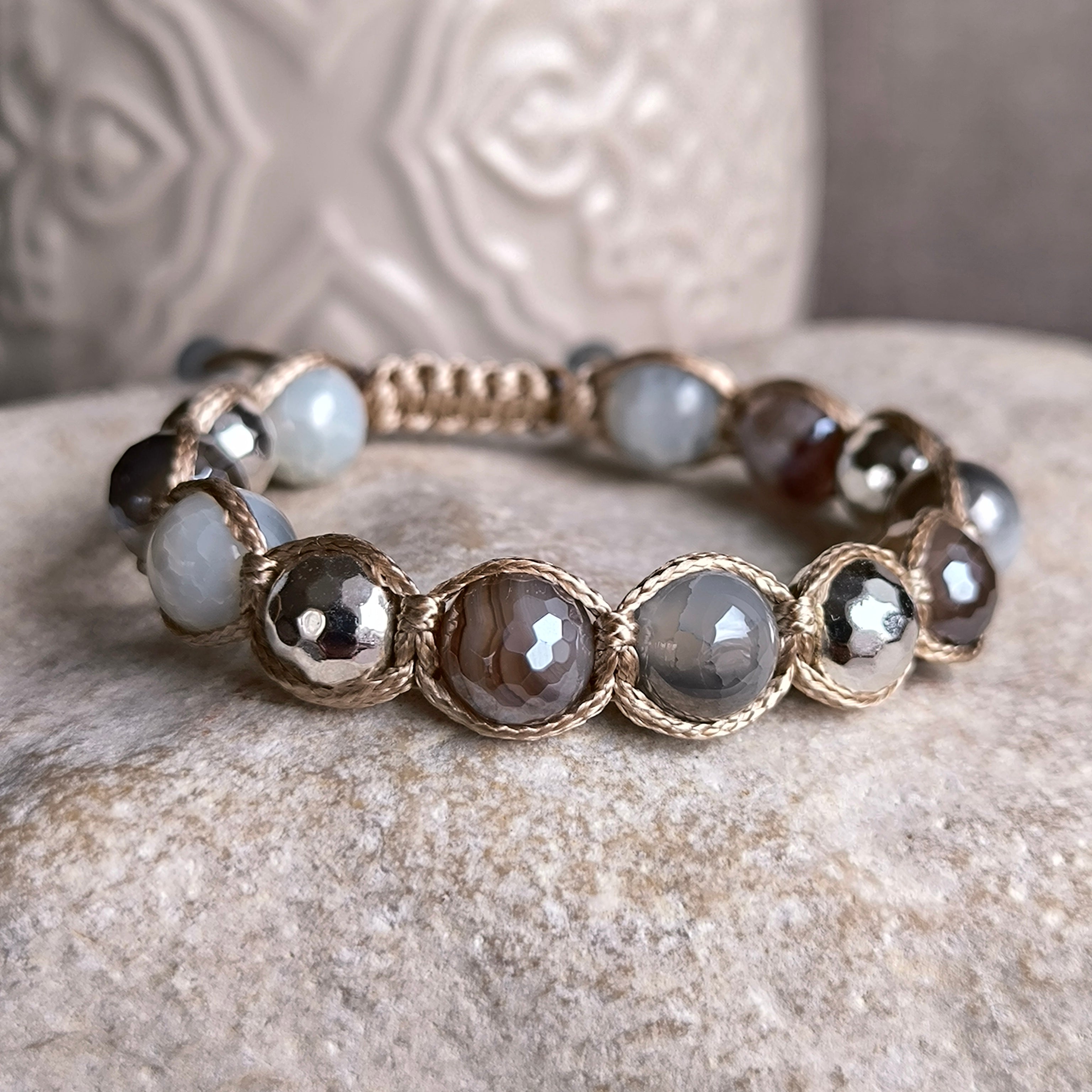 Zirelle - Mineralienarmband (Achat, Hämatit)