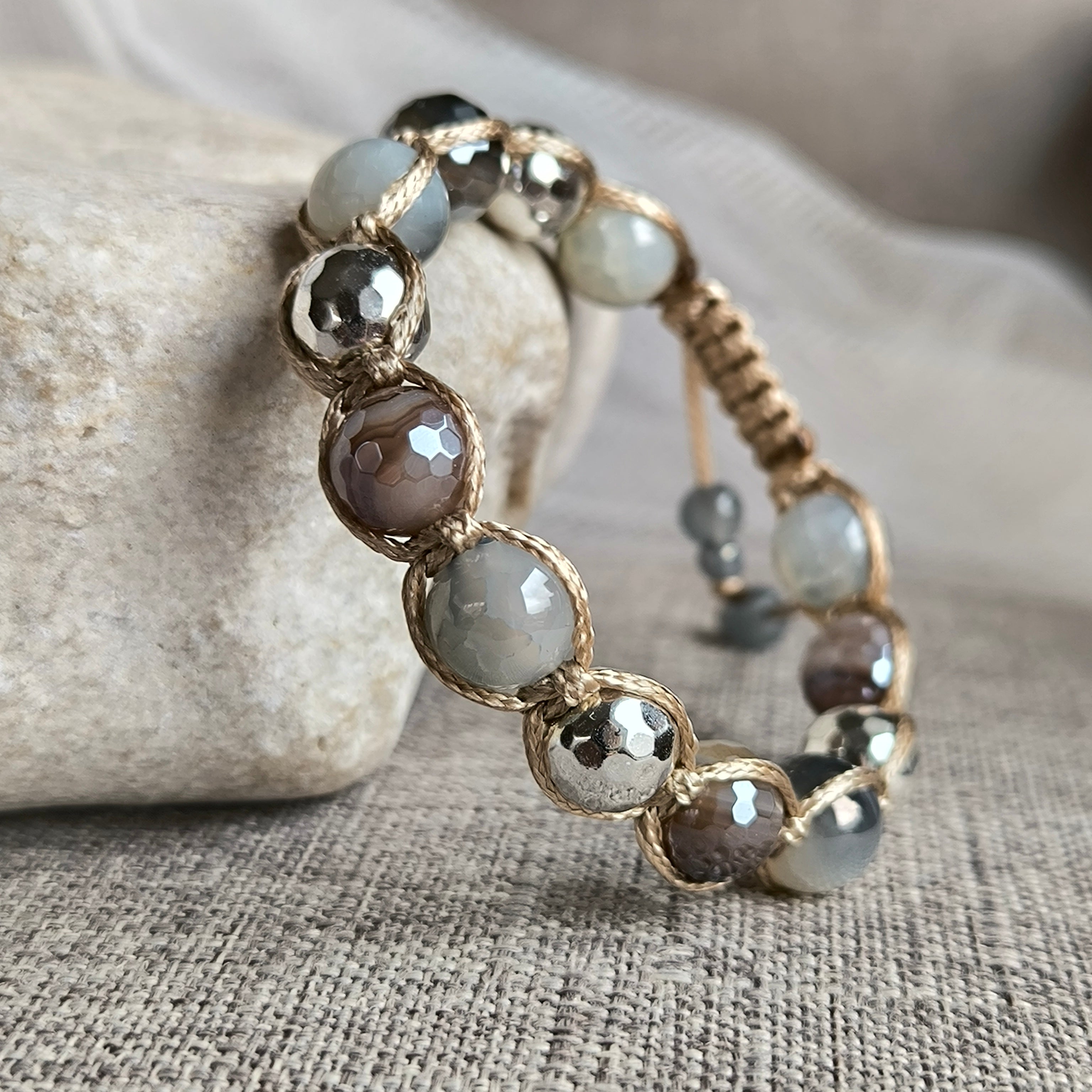 Zirelle - Mineralienarmband (Achat, Hämatit)