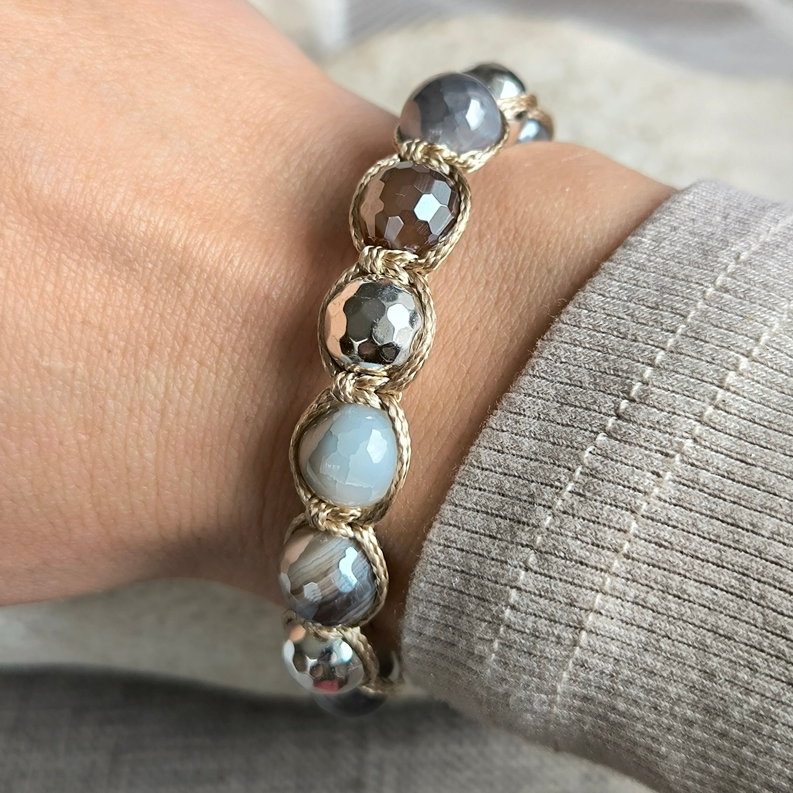 Zirelle - Mineralienarmband (Achat, Hämatit)