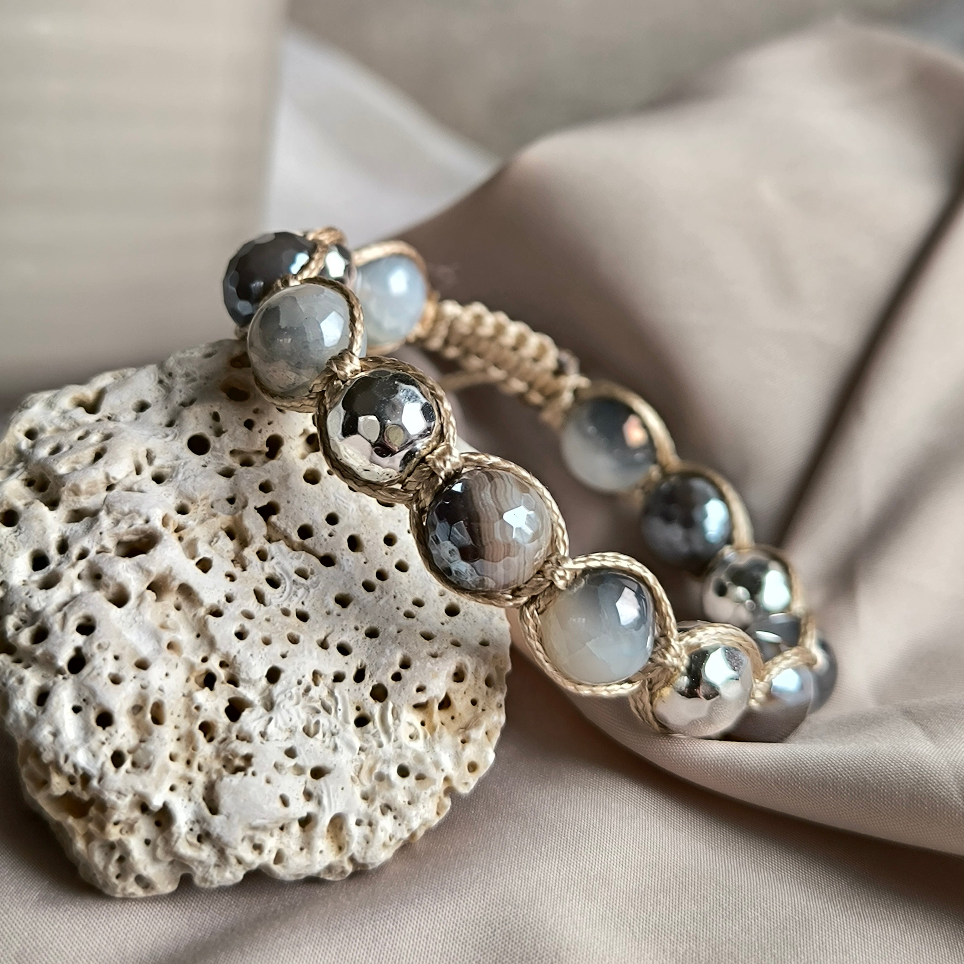 Zirelle - Mineralienarmband (Achat, Hämatit)