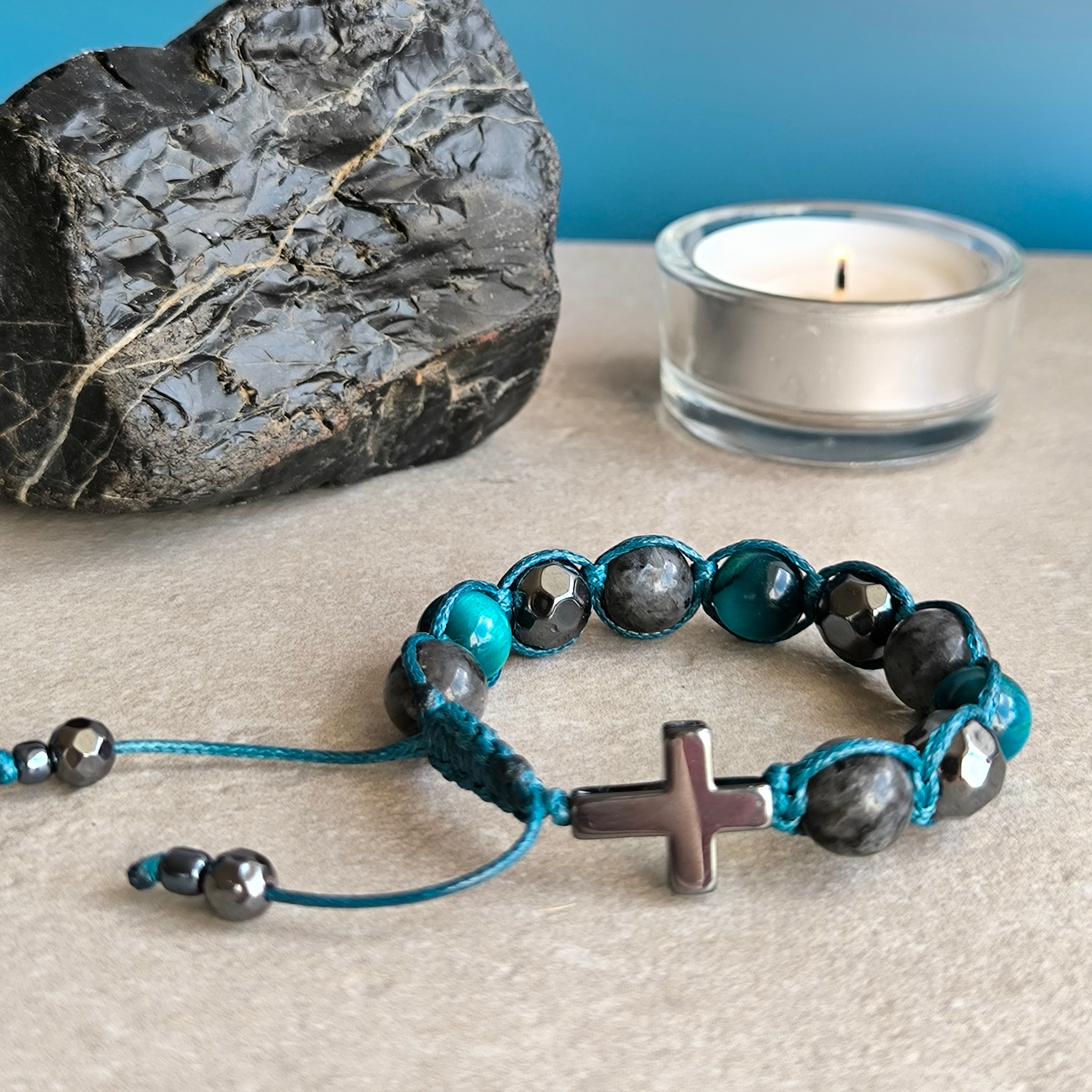 Rosary for a boy (Tiger's Eye, Labradorite, Hematite)