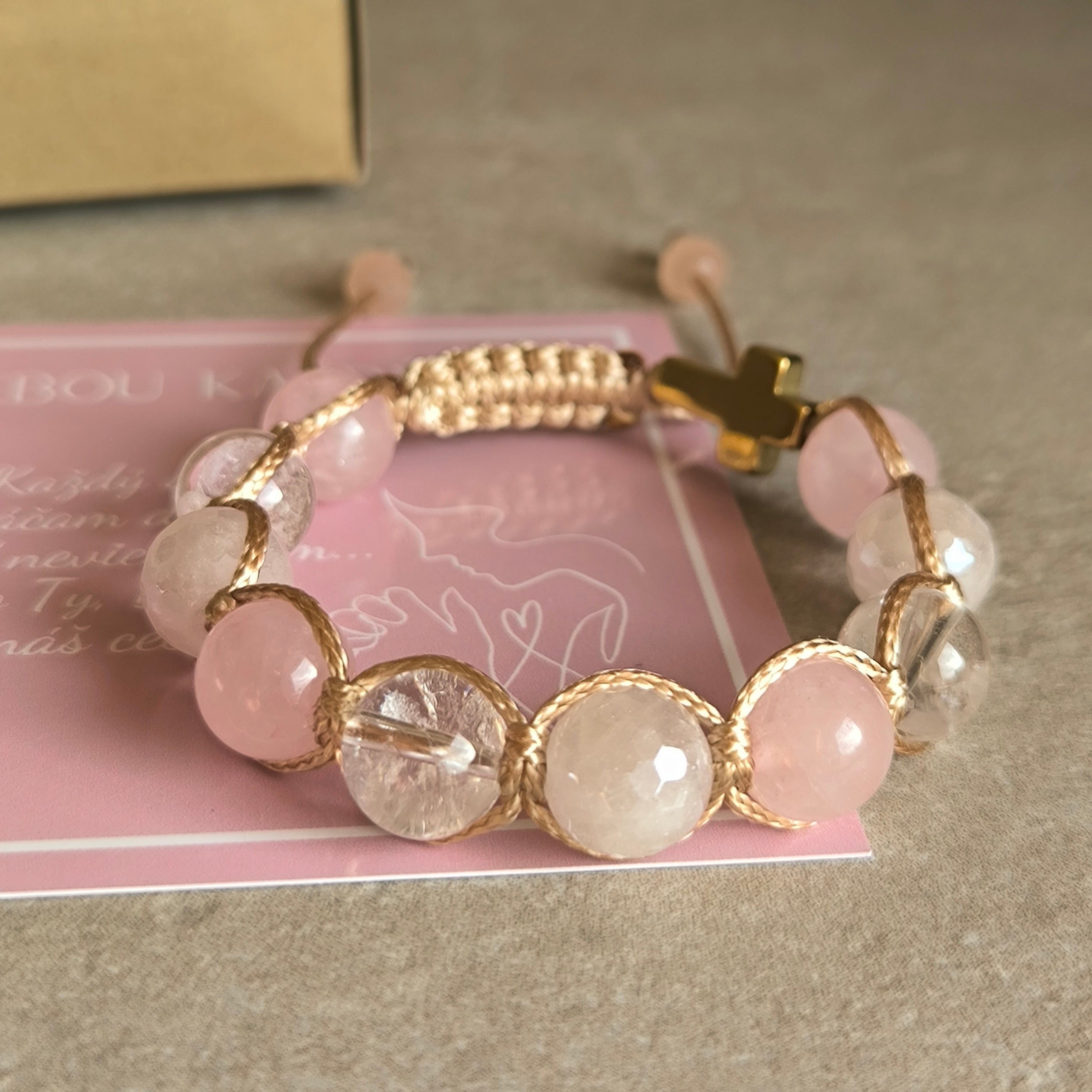 Ruženec na ruku pre dievča (Ruženín, Krištáľ, Hematit)