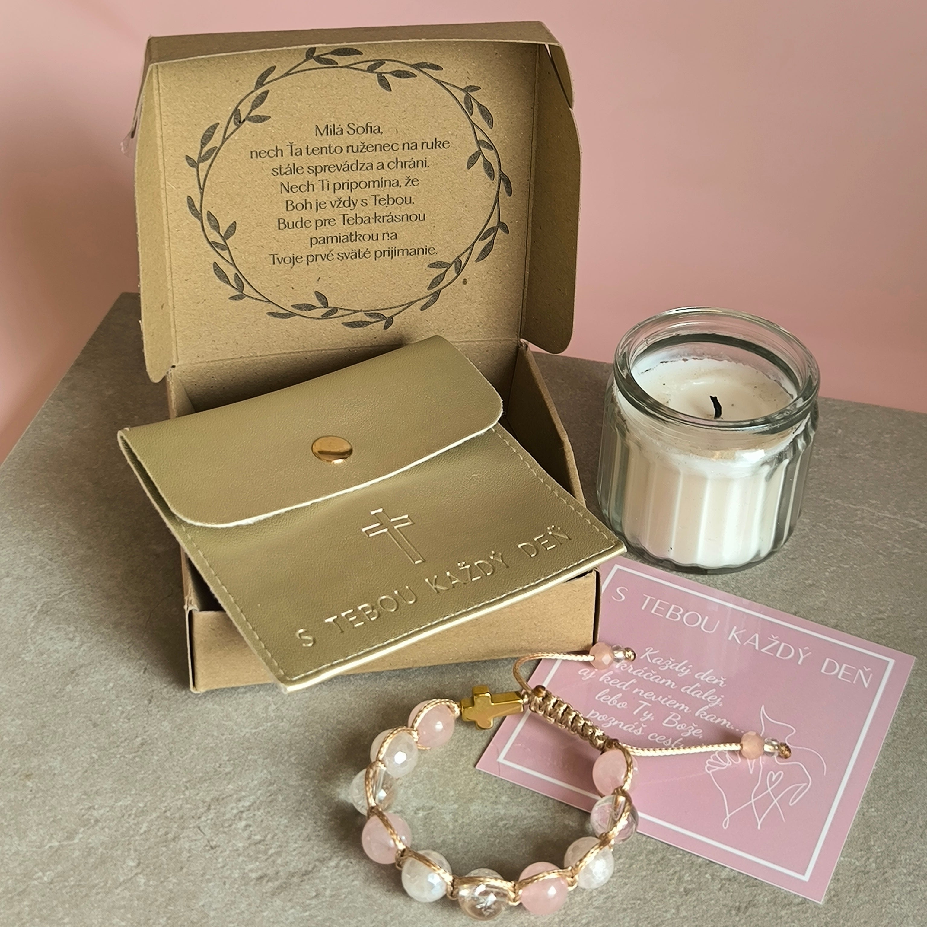 Ruženec na ruku pre dievča (Ruženín, Krištáľ, Hematit)