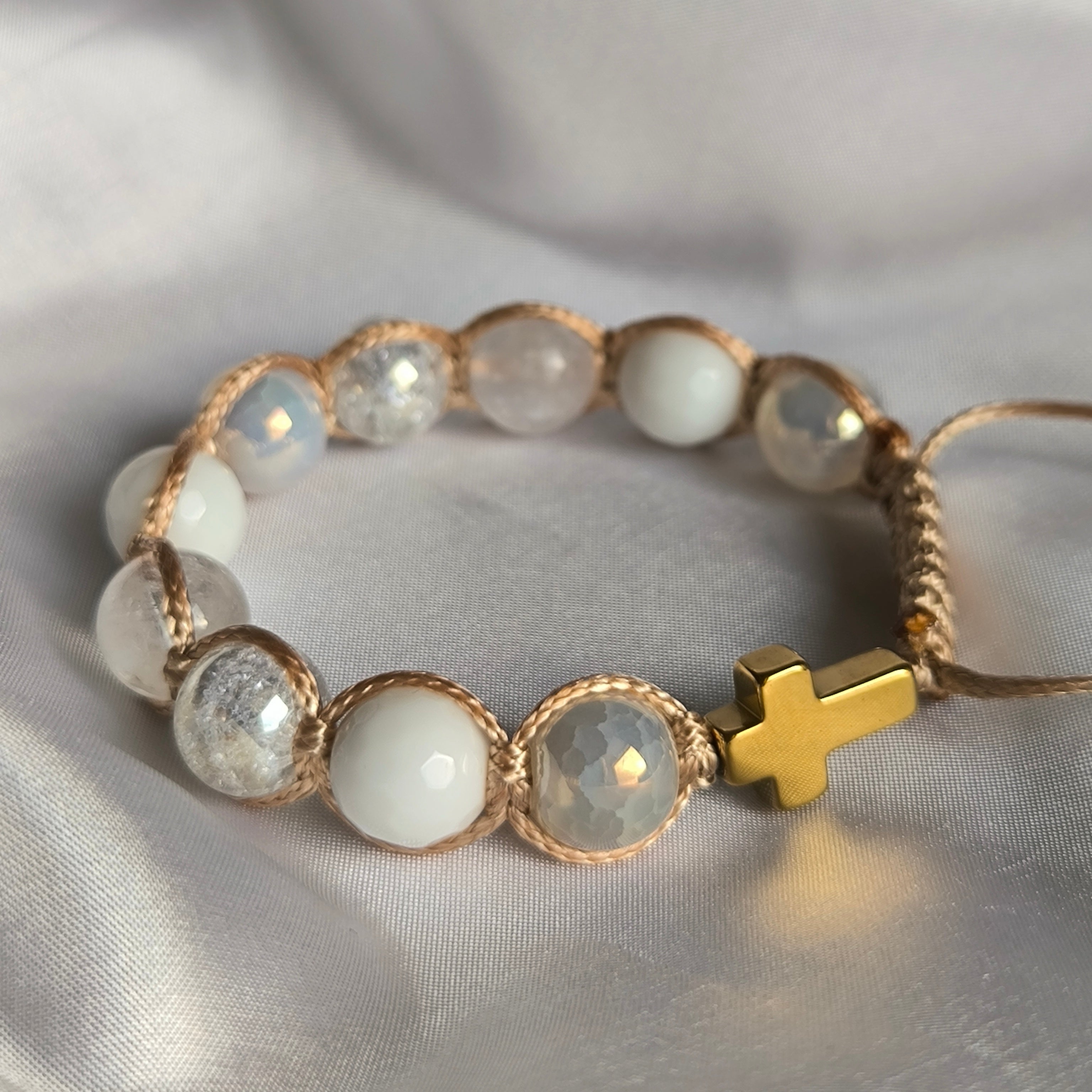 Ruženec na ruku pre dievča (Krištáľ, Achát, Jadeit, Hematit)