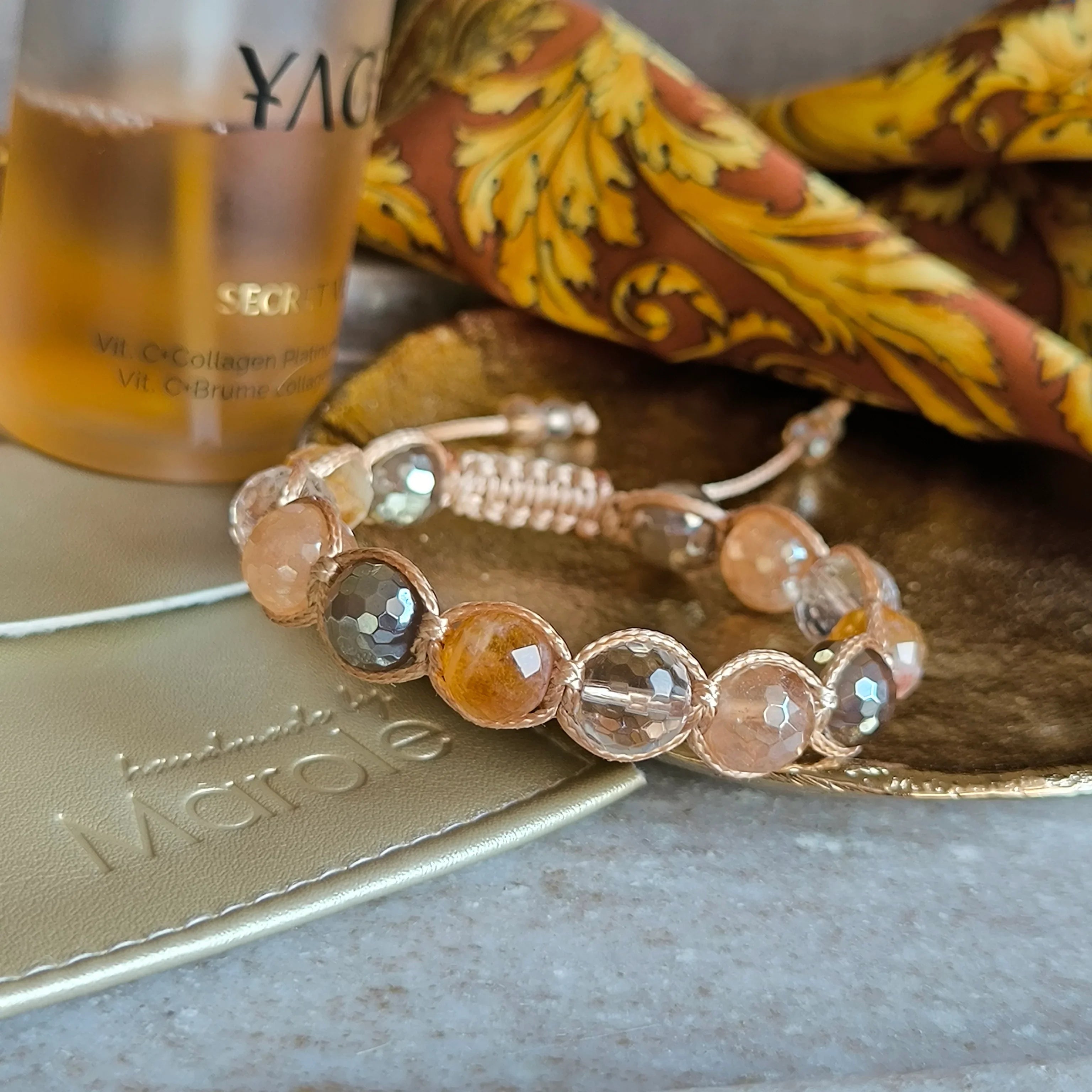 Herbstfunken – Mineralienarmband (Citrin, Achat, Kristall) – Marole