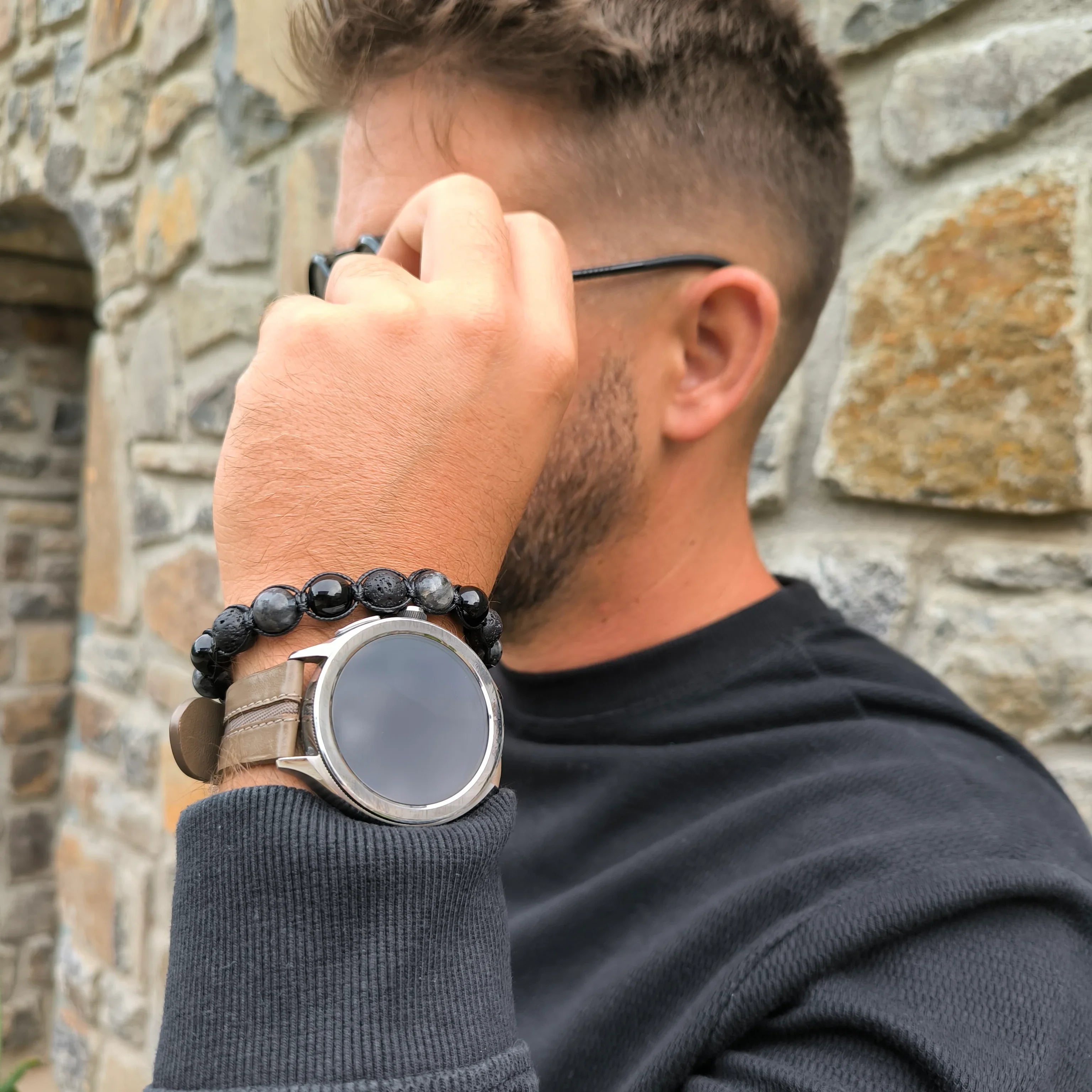 Black Soul – Mineralienarmband (Turmalin, Lavastein, Labradorit) – Marole