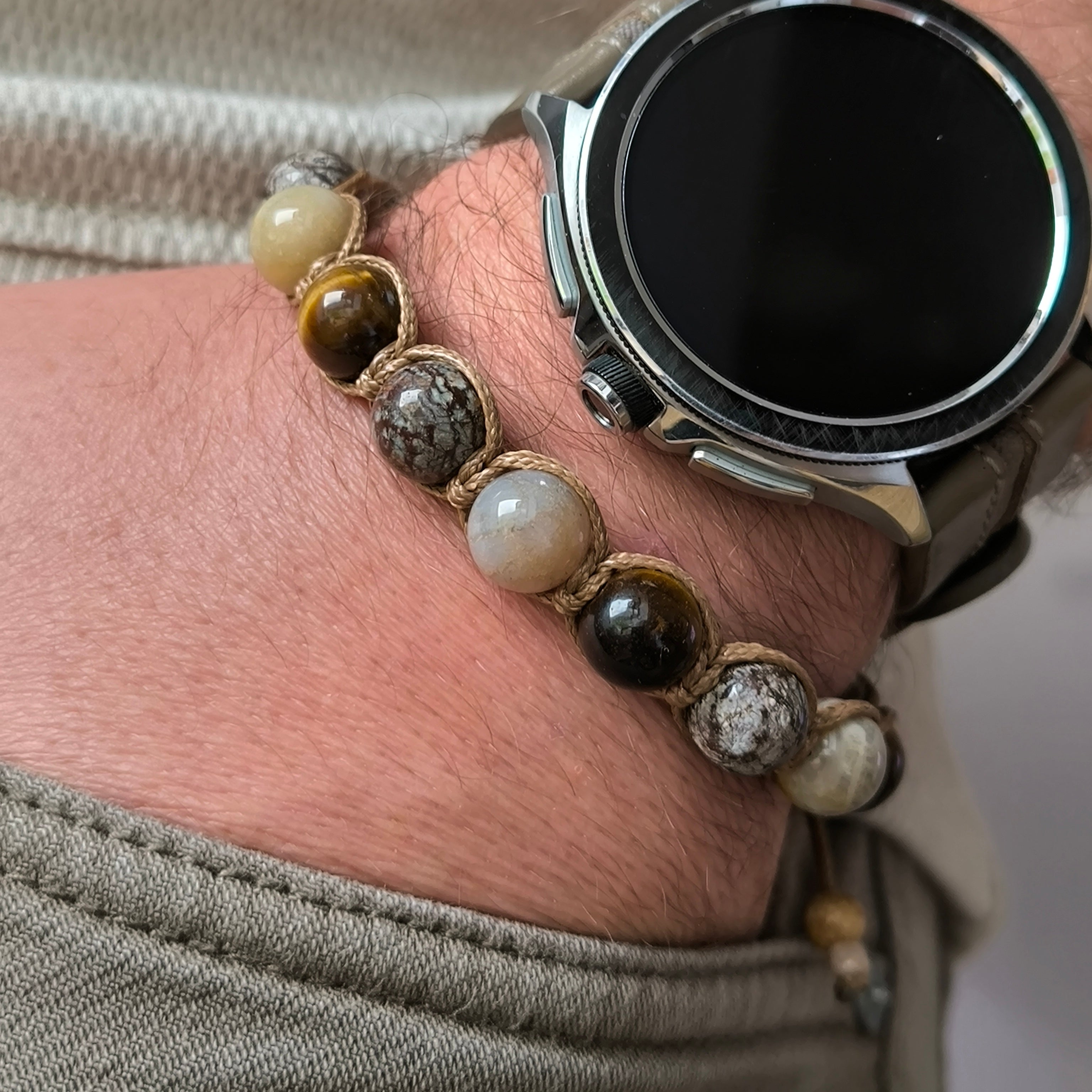 Canyon - Náramok z minerálov (Tigrie oko, Obsidián, Chryzantémový kameň) - Marole