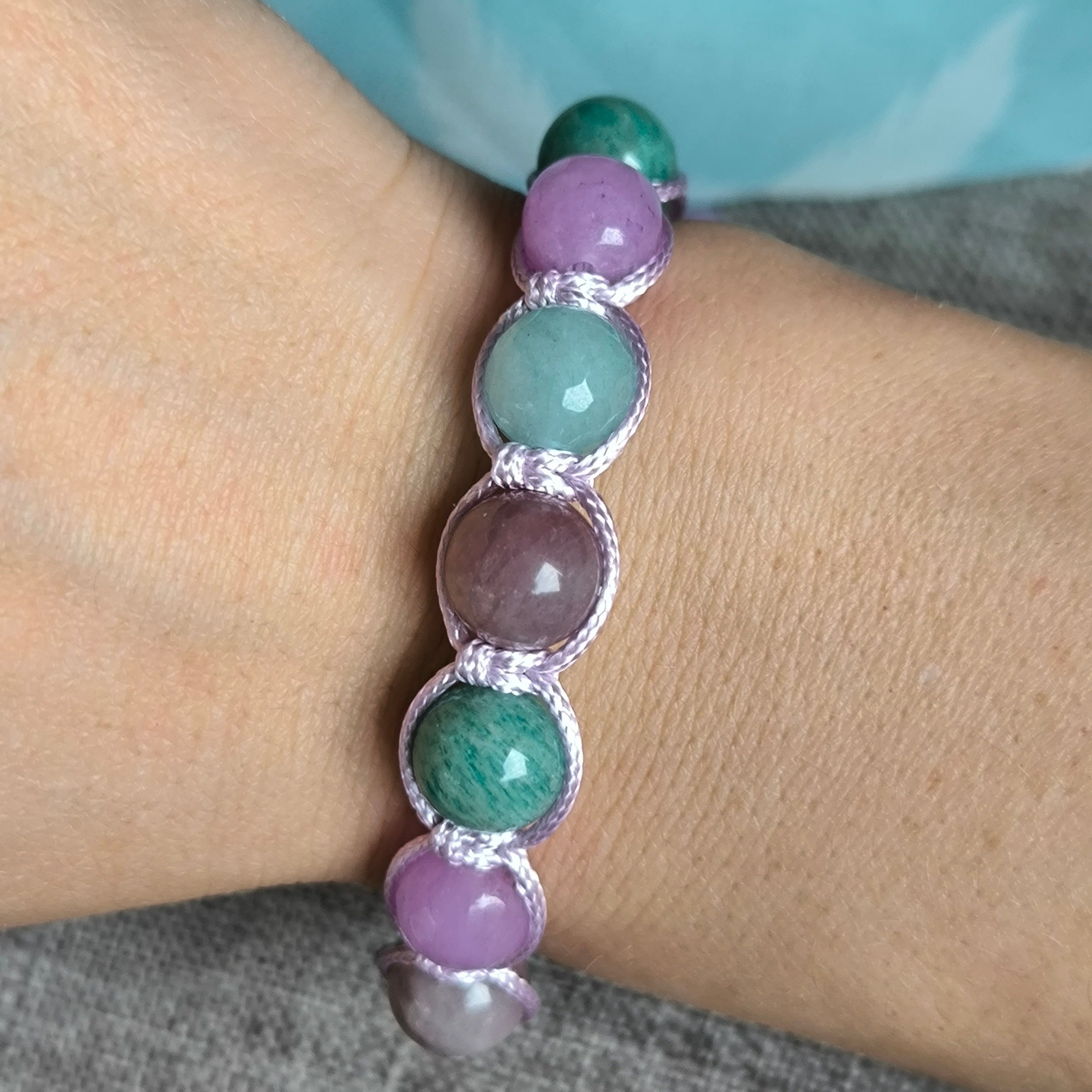 Elowen - Náramok z minerálov (Amazonit , Ruženín, Jadeit) - Marole