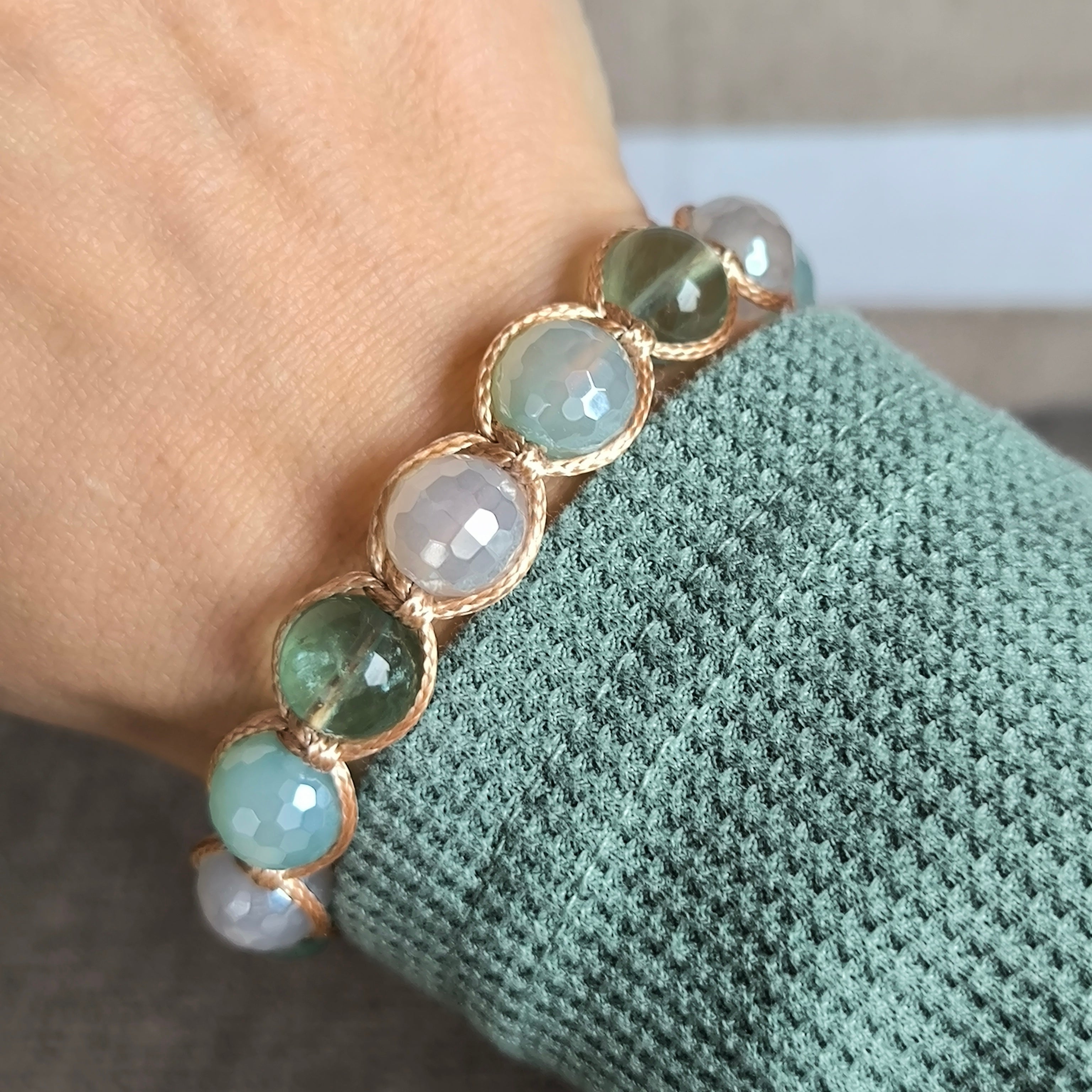 Fiona - Náramok z minerálov (Flourit,Achát) - Marole