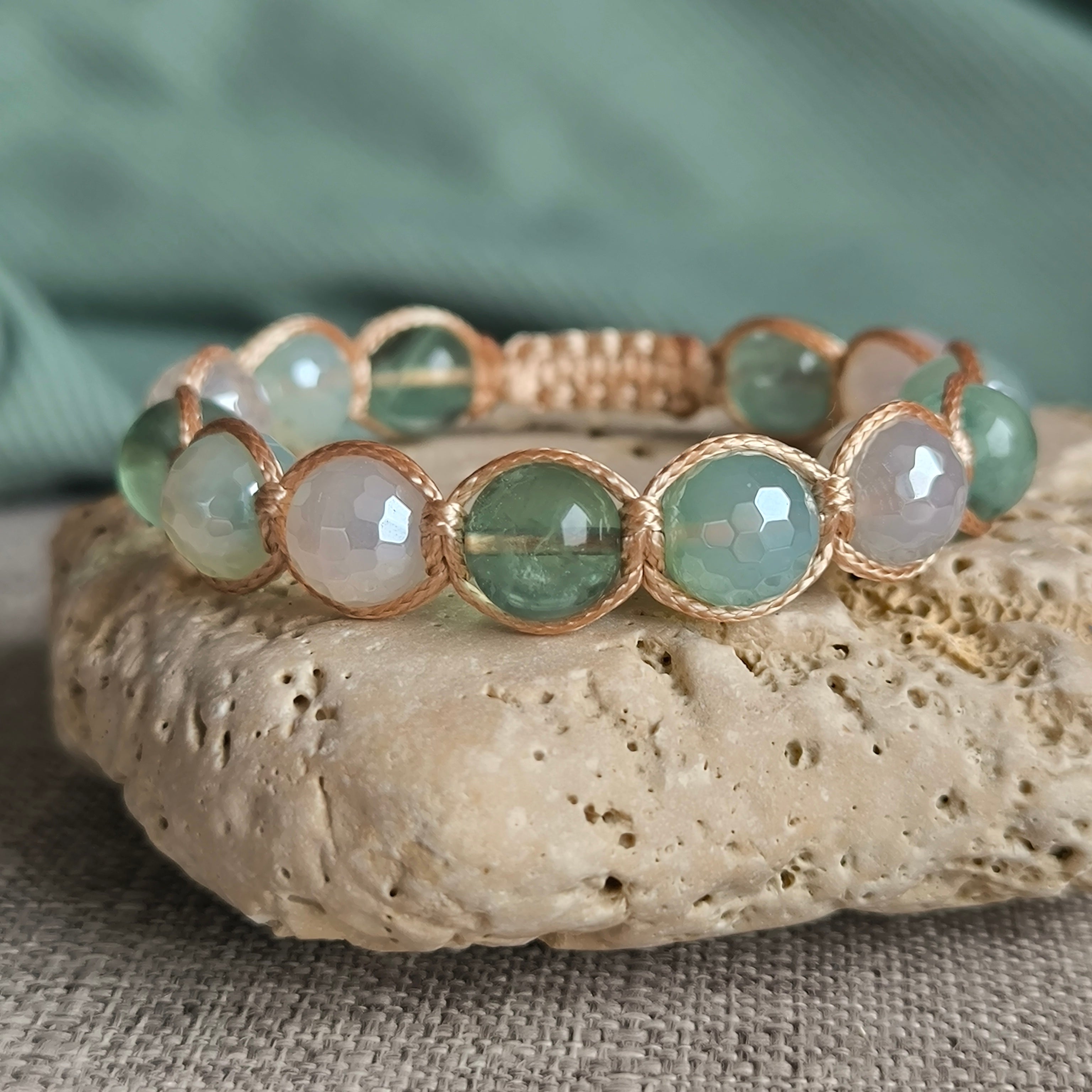 Fiona – Mineralienarmband (Fluorit, Achat) – Marole