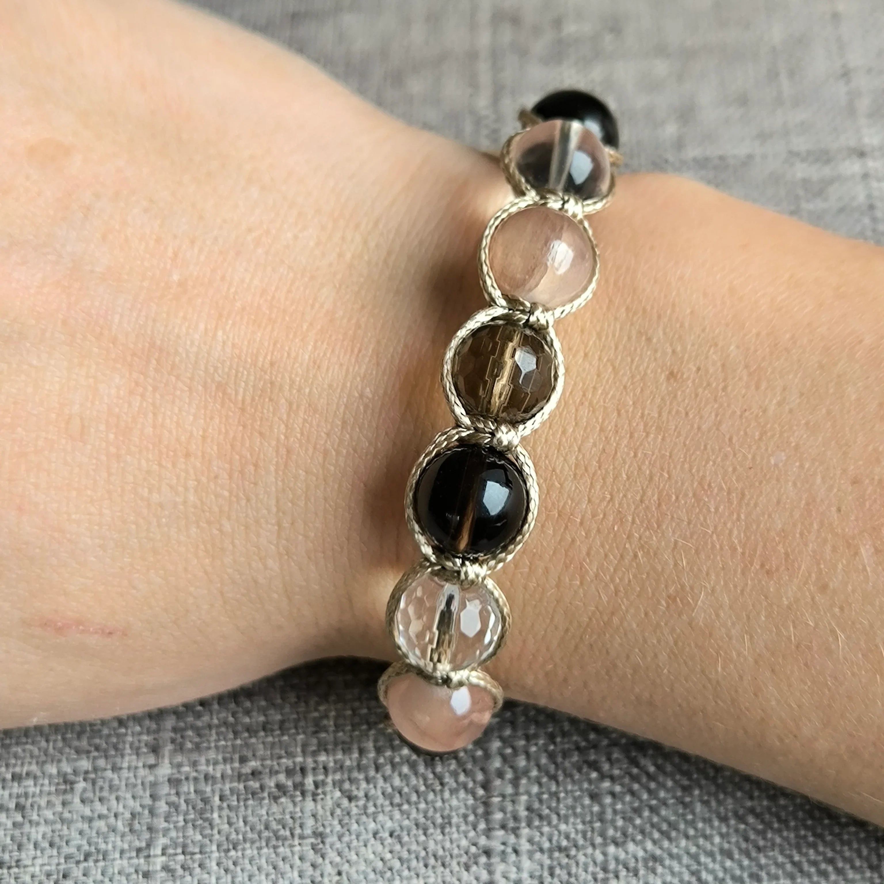 Kofila - Brățară cu minerale (Záhneda, Cristal, Jadeit) - Marole