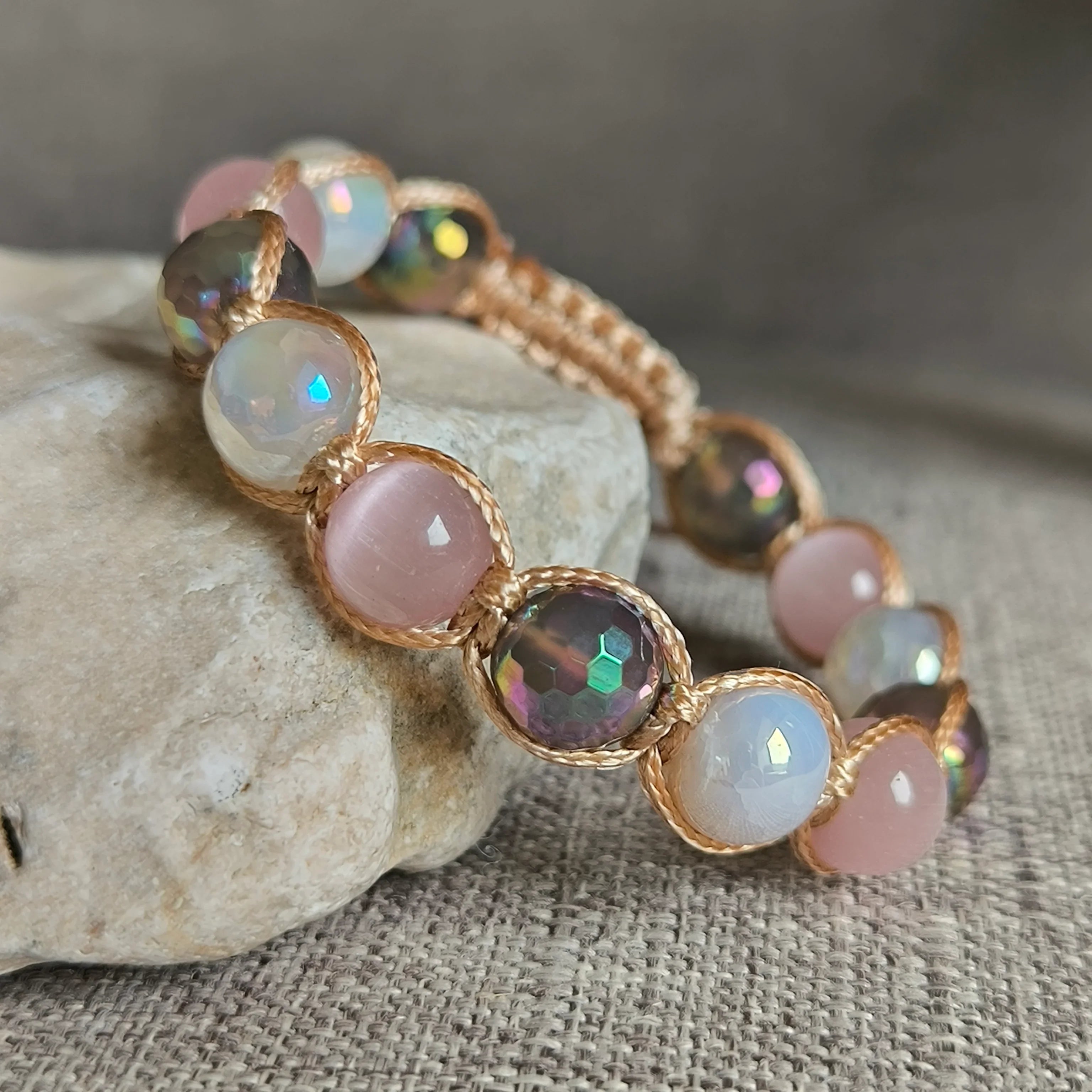 Lena – Mineralienarmband (Katzenauge, Achat) – Marole