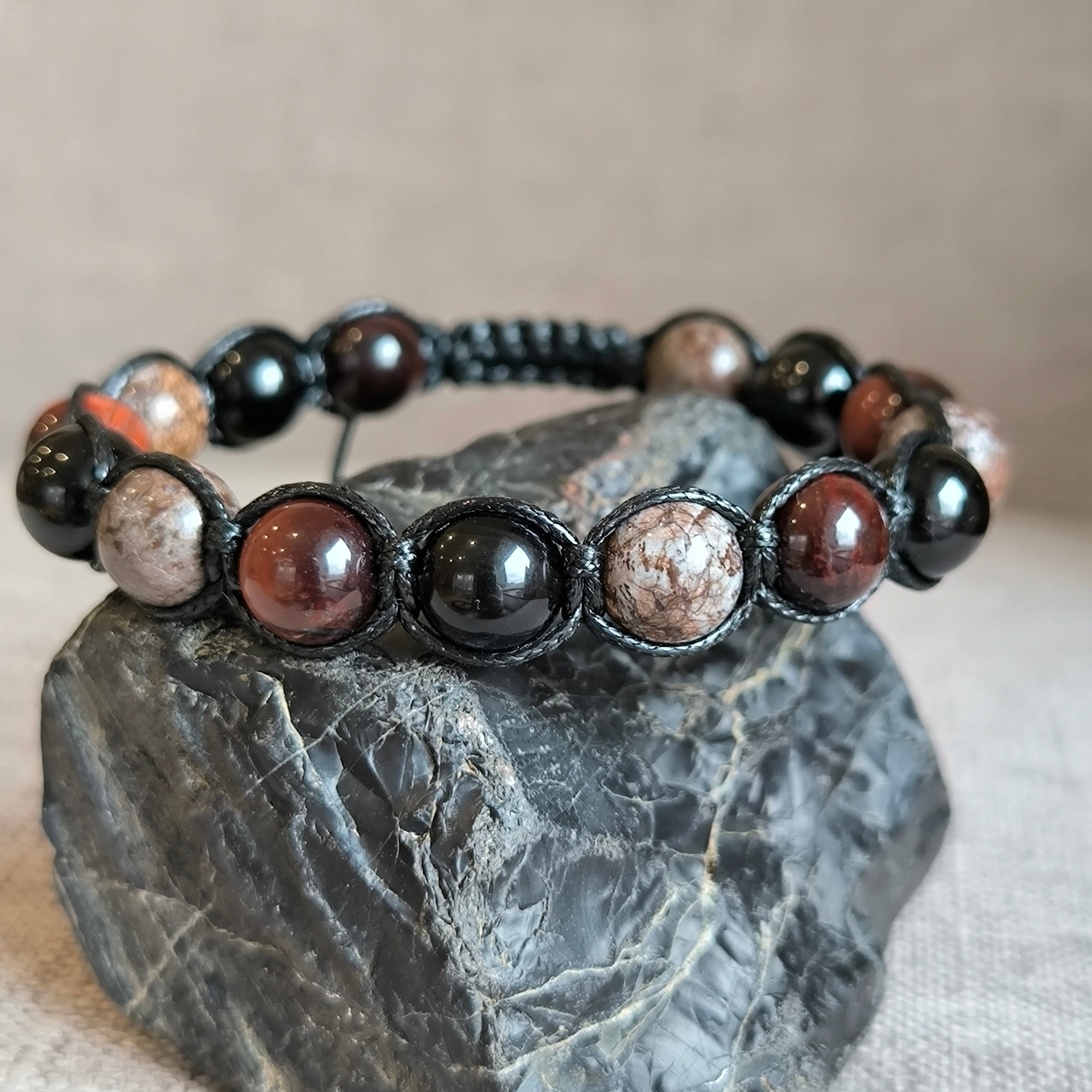 Maximus - Náramok z minerálov (Tigrie oko, Obsidián, Turmalín) - Marole