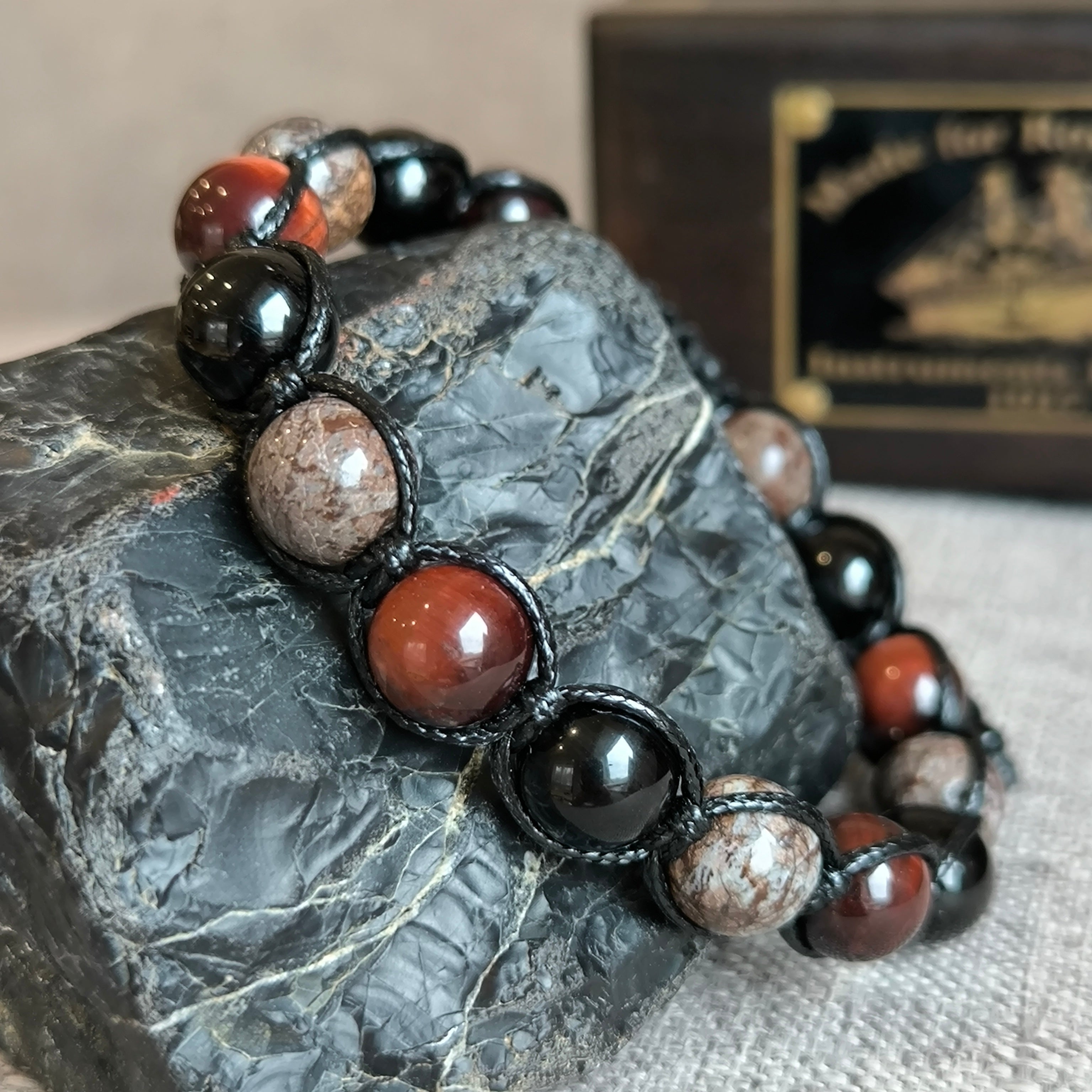 Maximus - Náramok z minerálov (Tigrie oko, Obsidián, Turmalín) - Marole