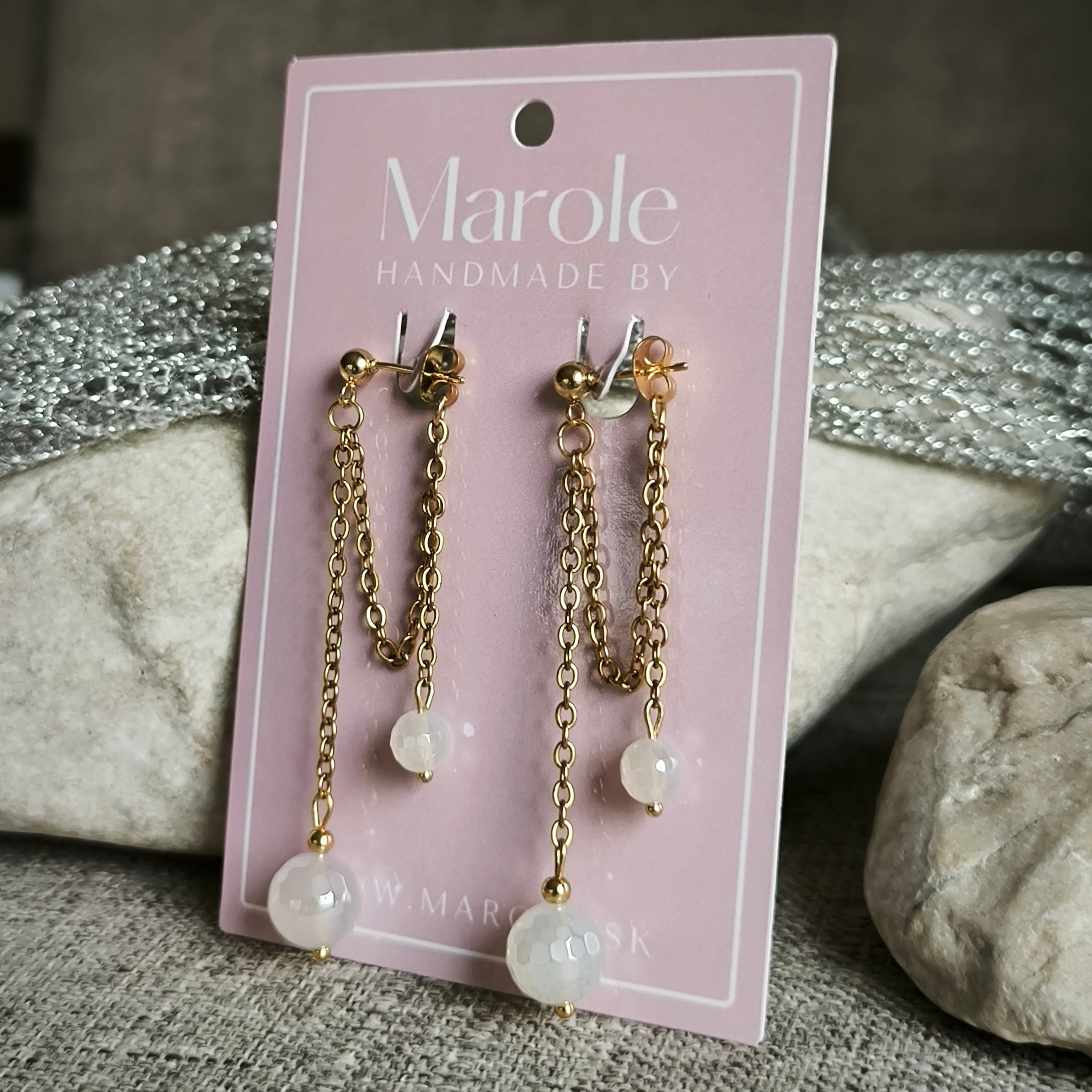 Kolczyki mineralne (agat) - Marole