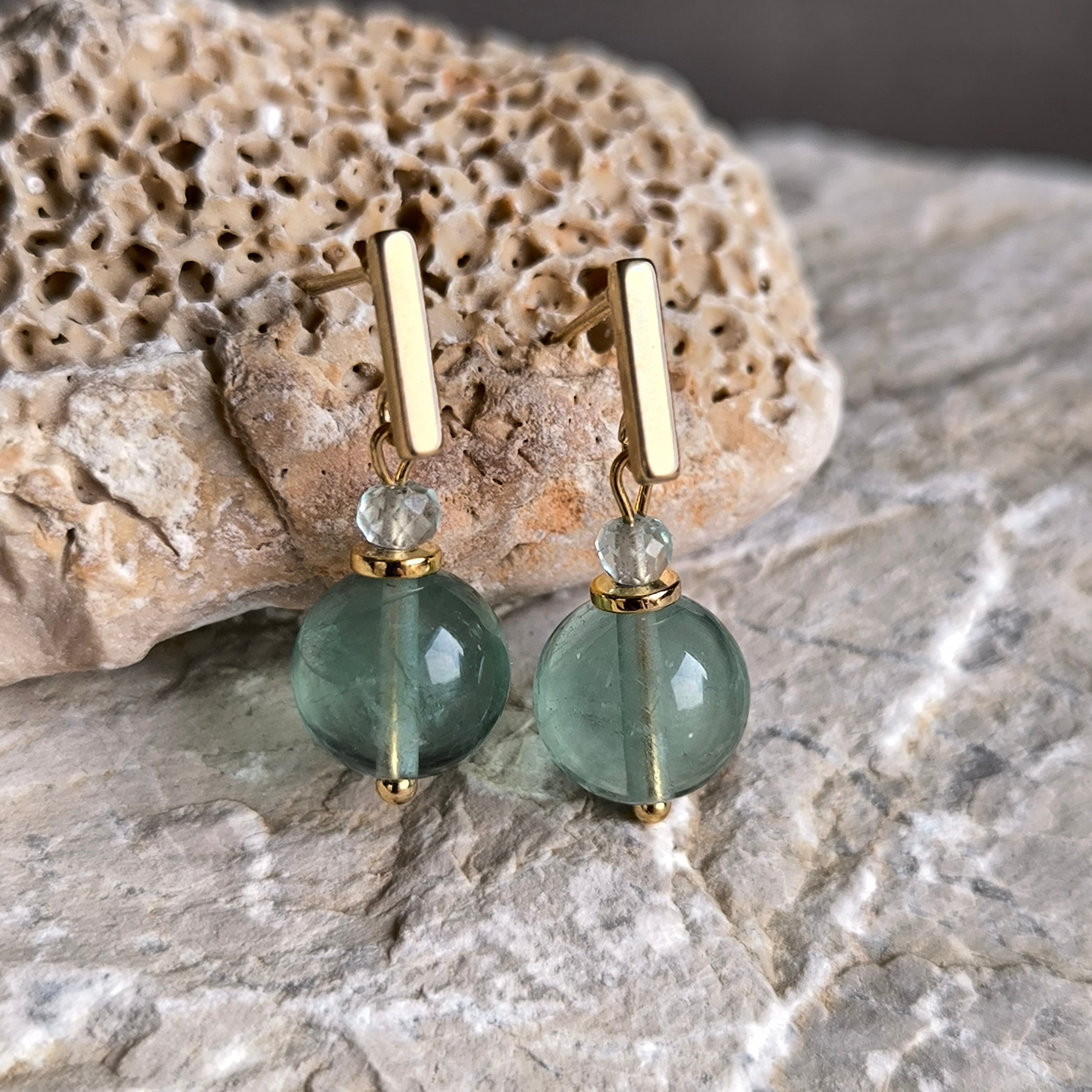 Mineralienohrringe (Fluorit) - Marole