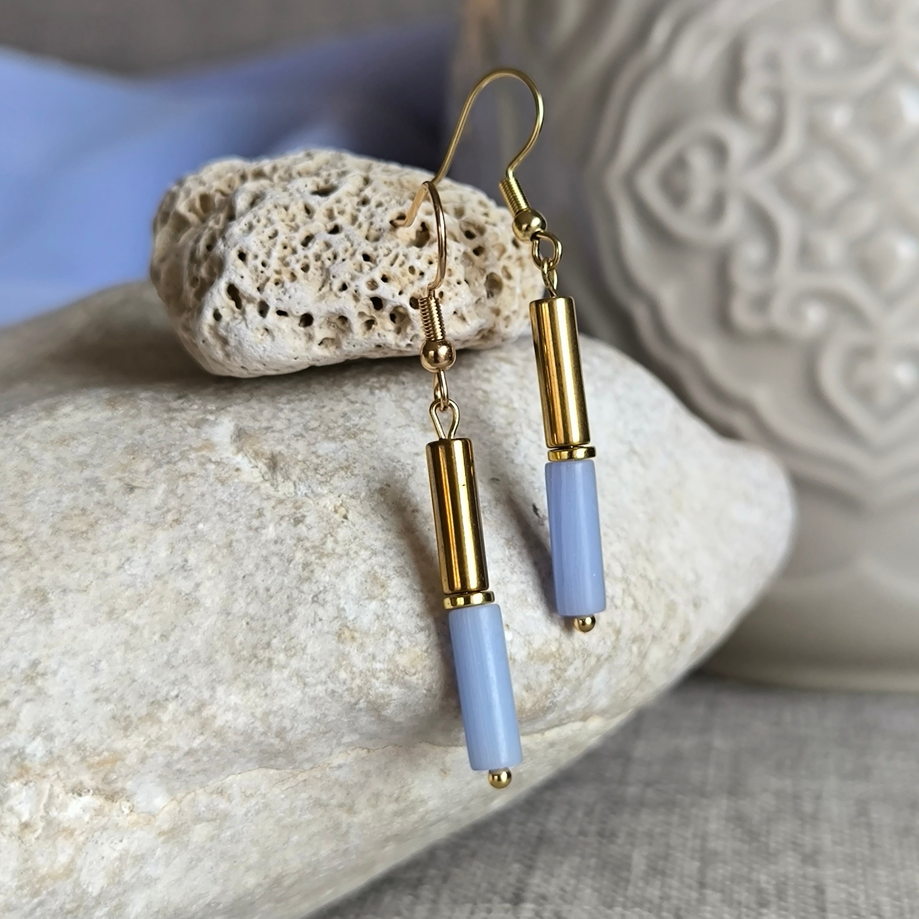 Náušnice z minerálov (Hematit, Achát) - Marole