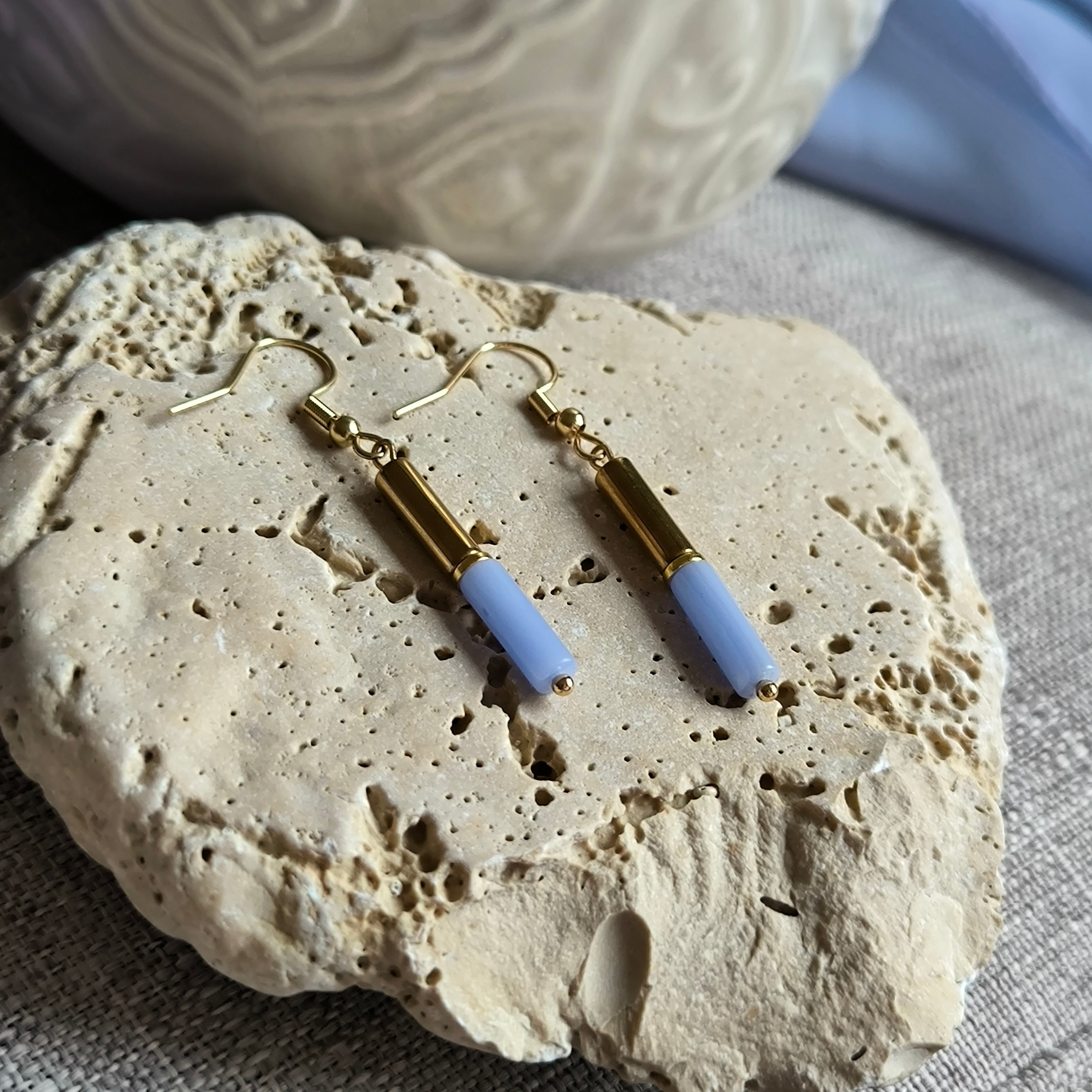 Náušnice z minerálov (Hematit, Achát) - Marole