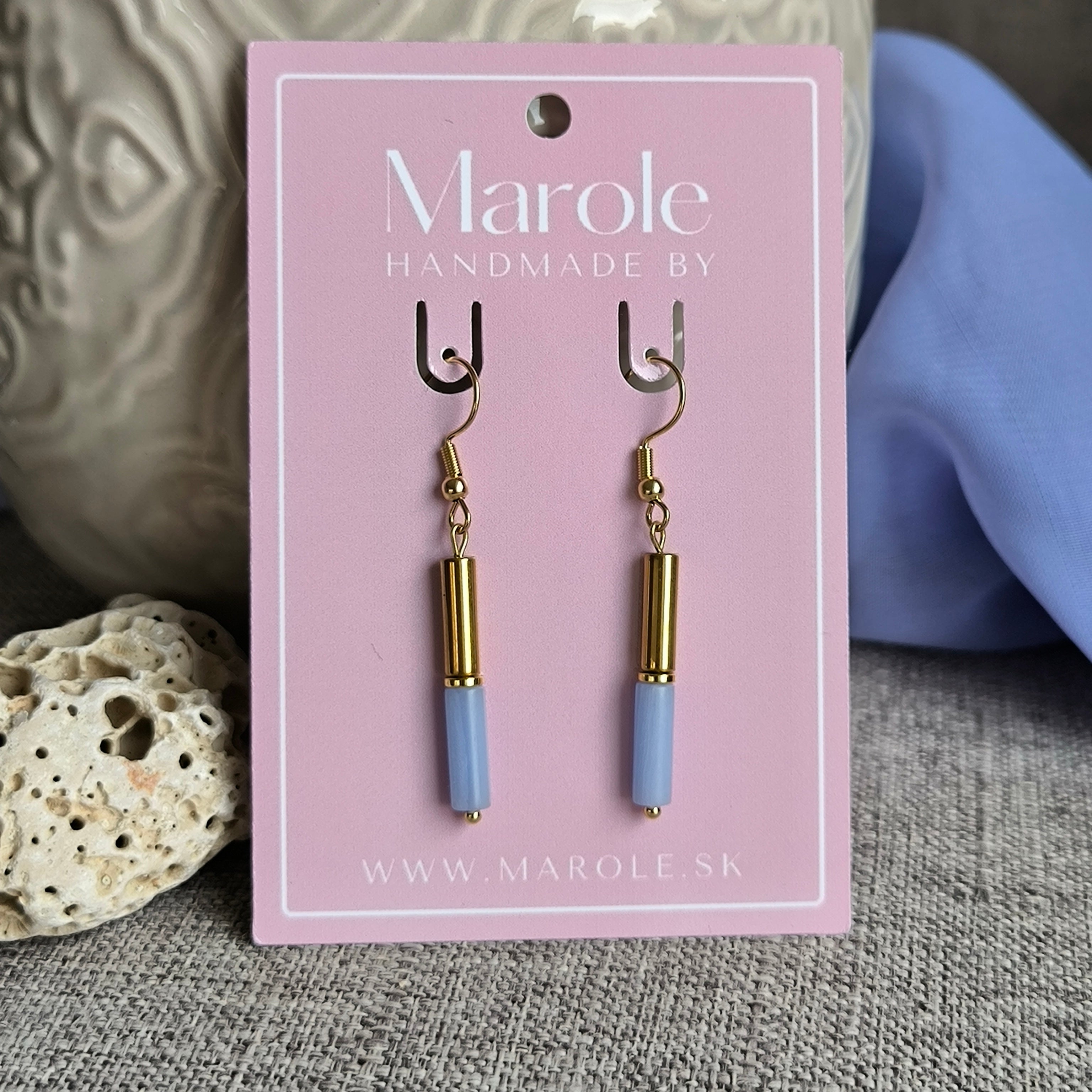 Náušnice z minerálov (Hematit, Achát) - Marole