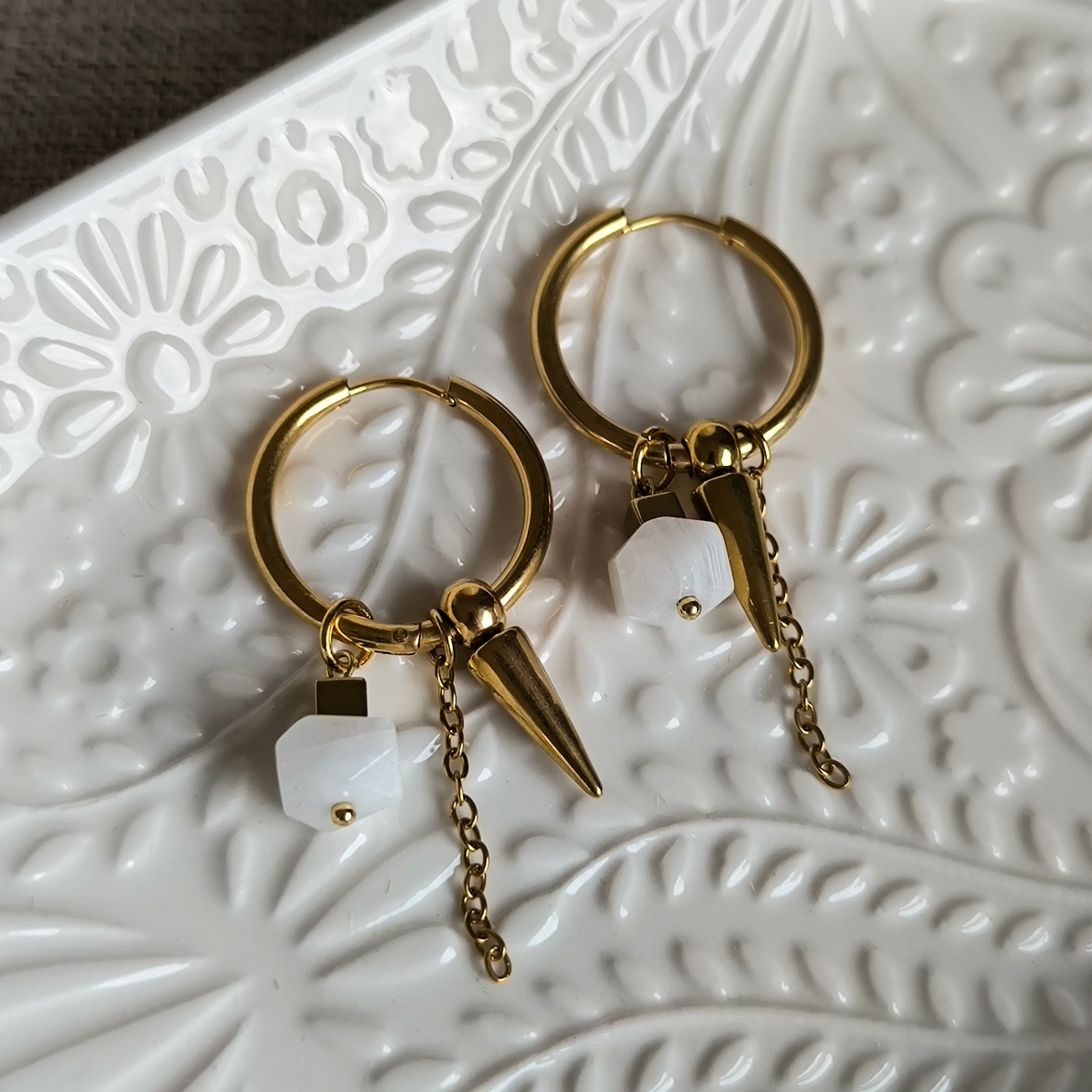 Mineralienohrringe (Mondstein) - Marole