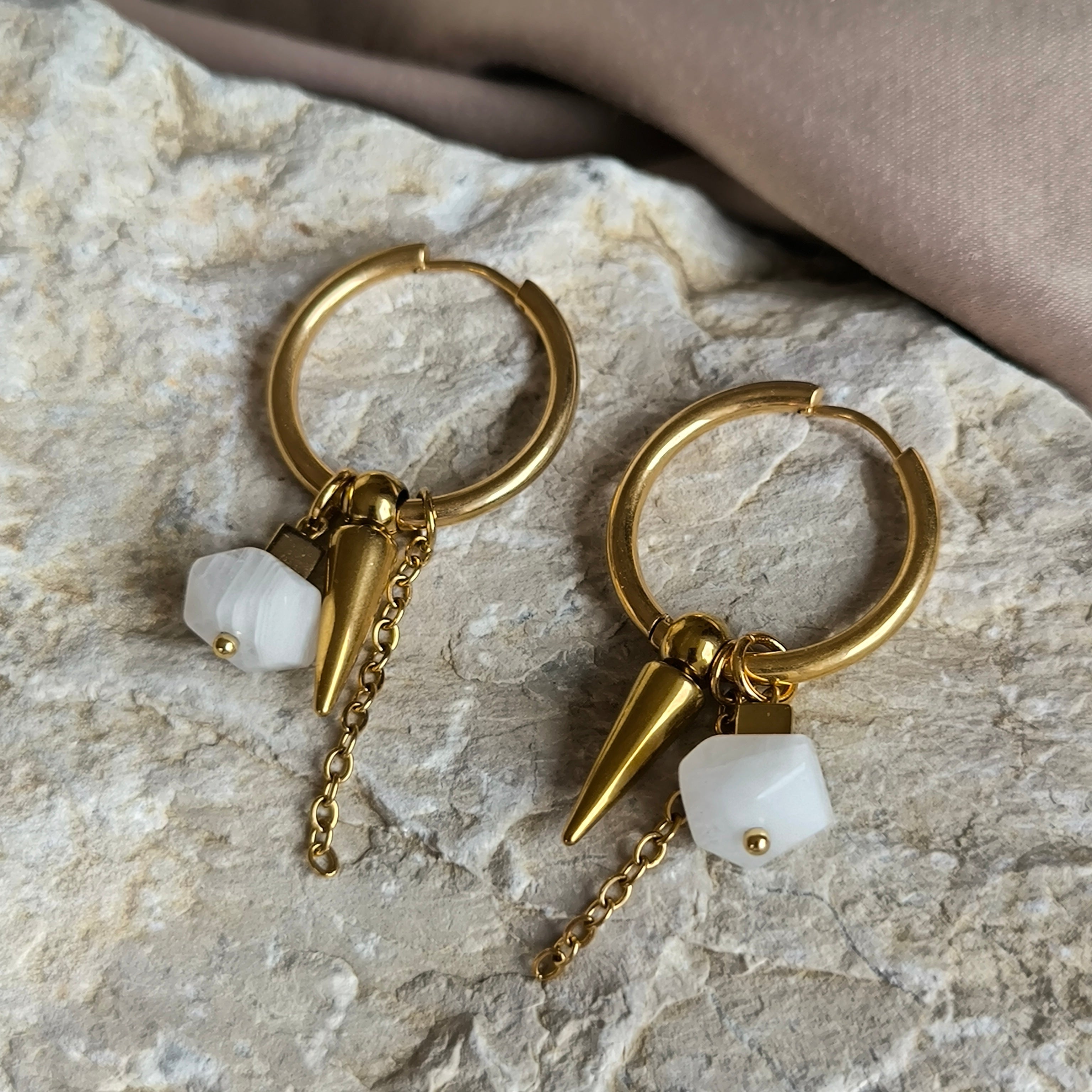 Mineralienohrringe (Mondstein) - Marole