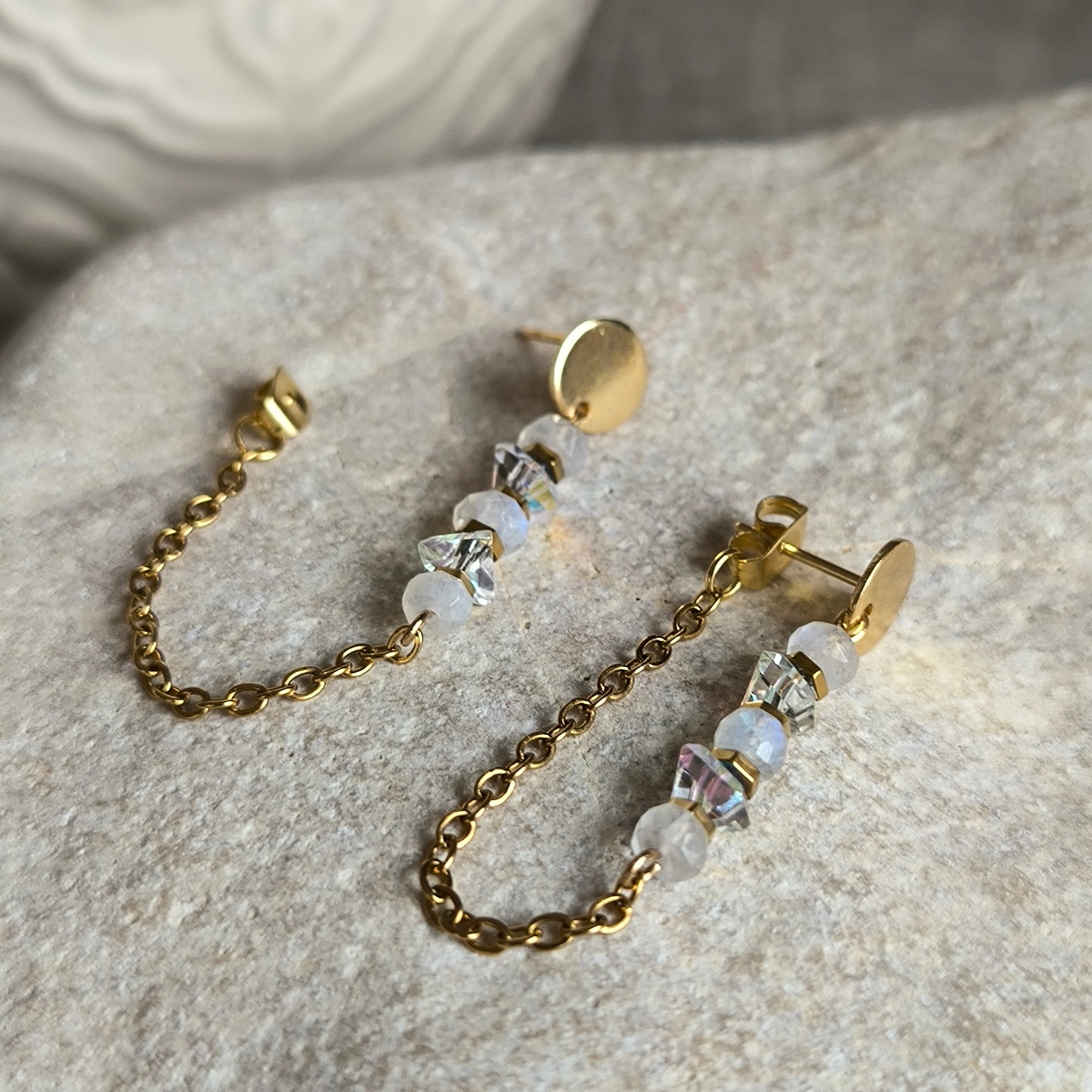 Náušnice z minerálov (Mesačný kameň) - Marole