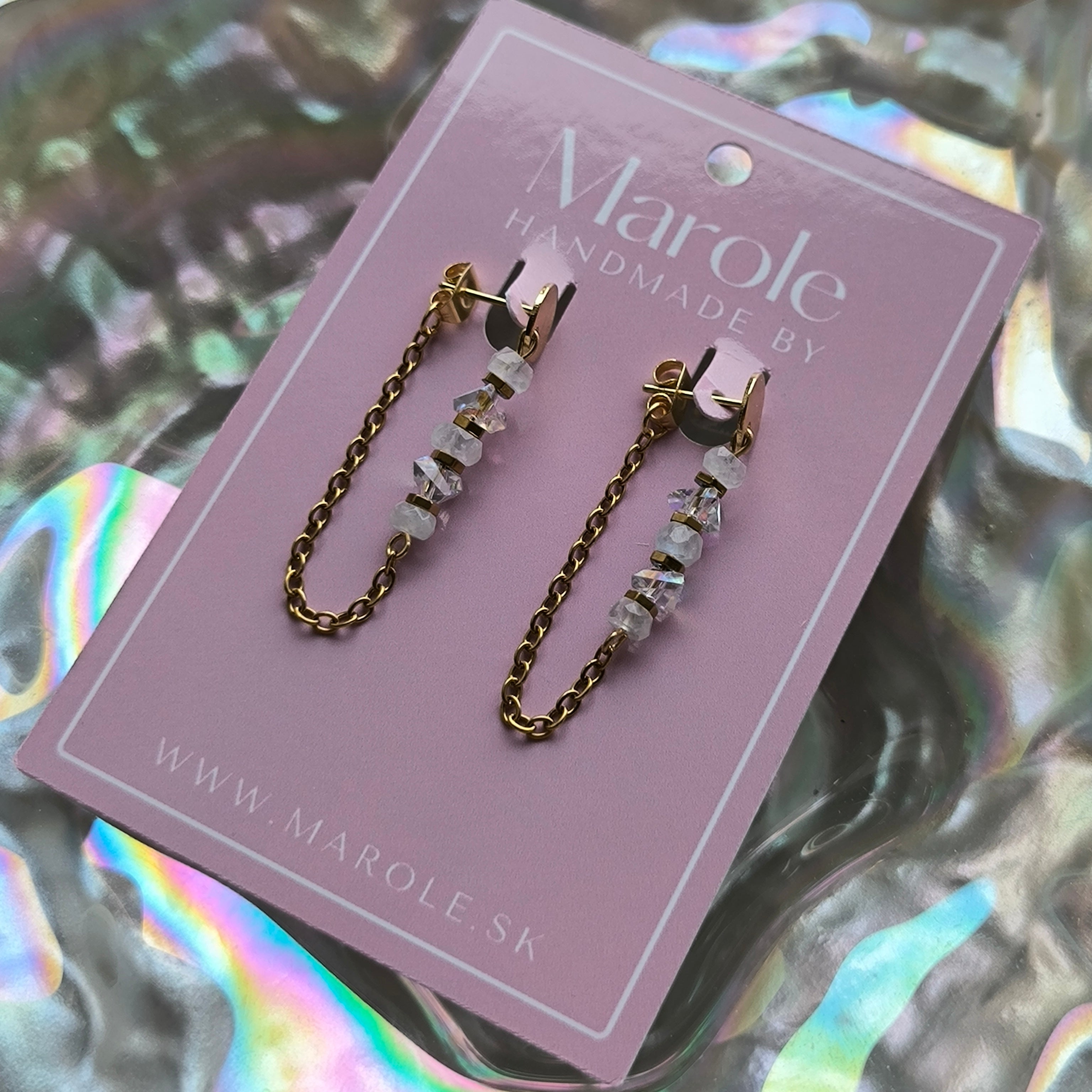 Kolczyki mineralne (kamień księżycowy) - Marole