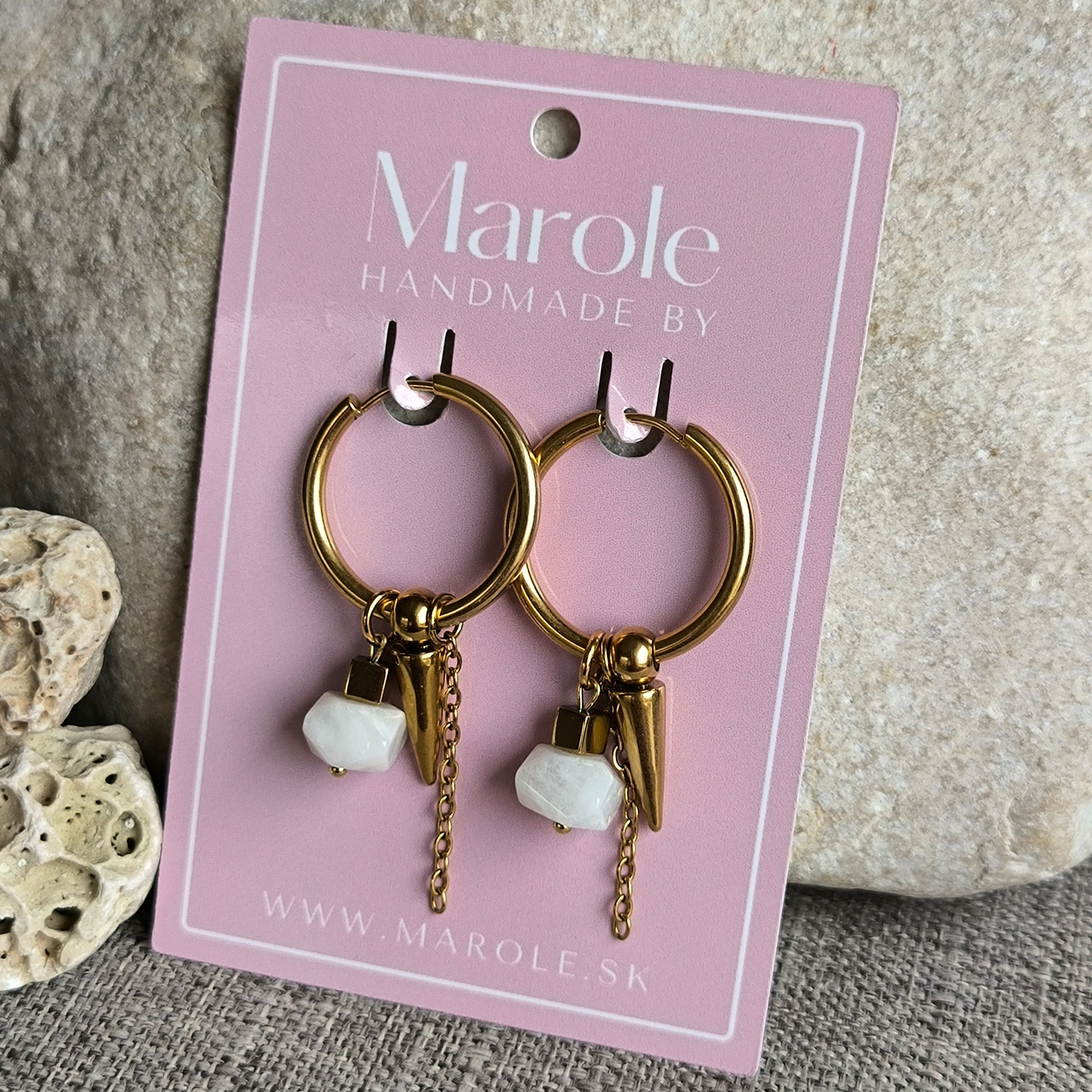 Mineralienohrringe (Mondstein) - Marole