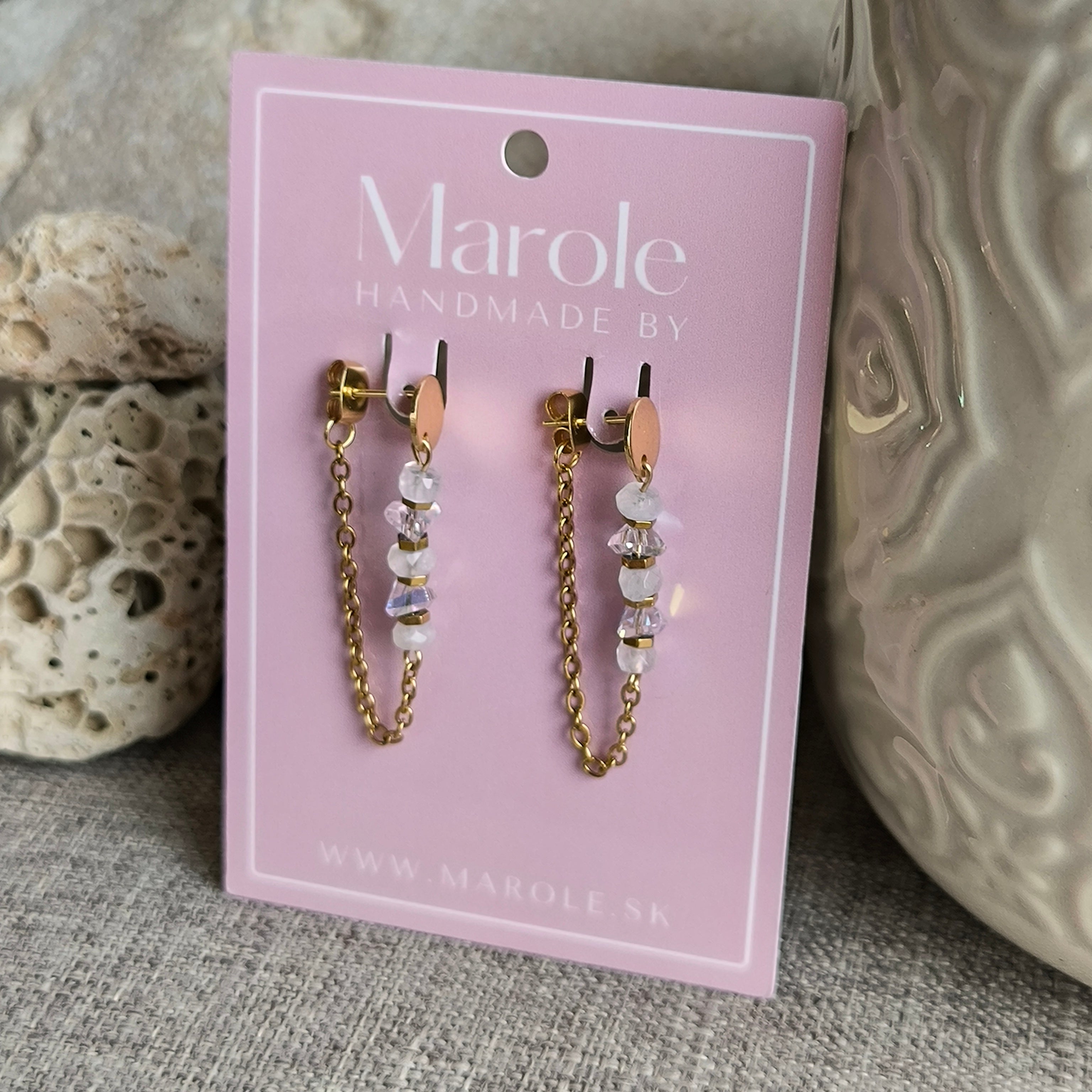 Kolczyki mineralne (kamień księżycowy) - Marole