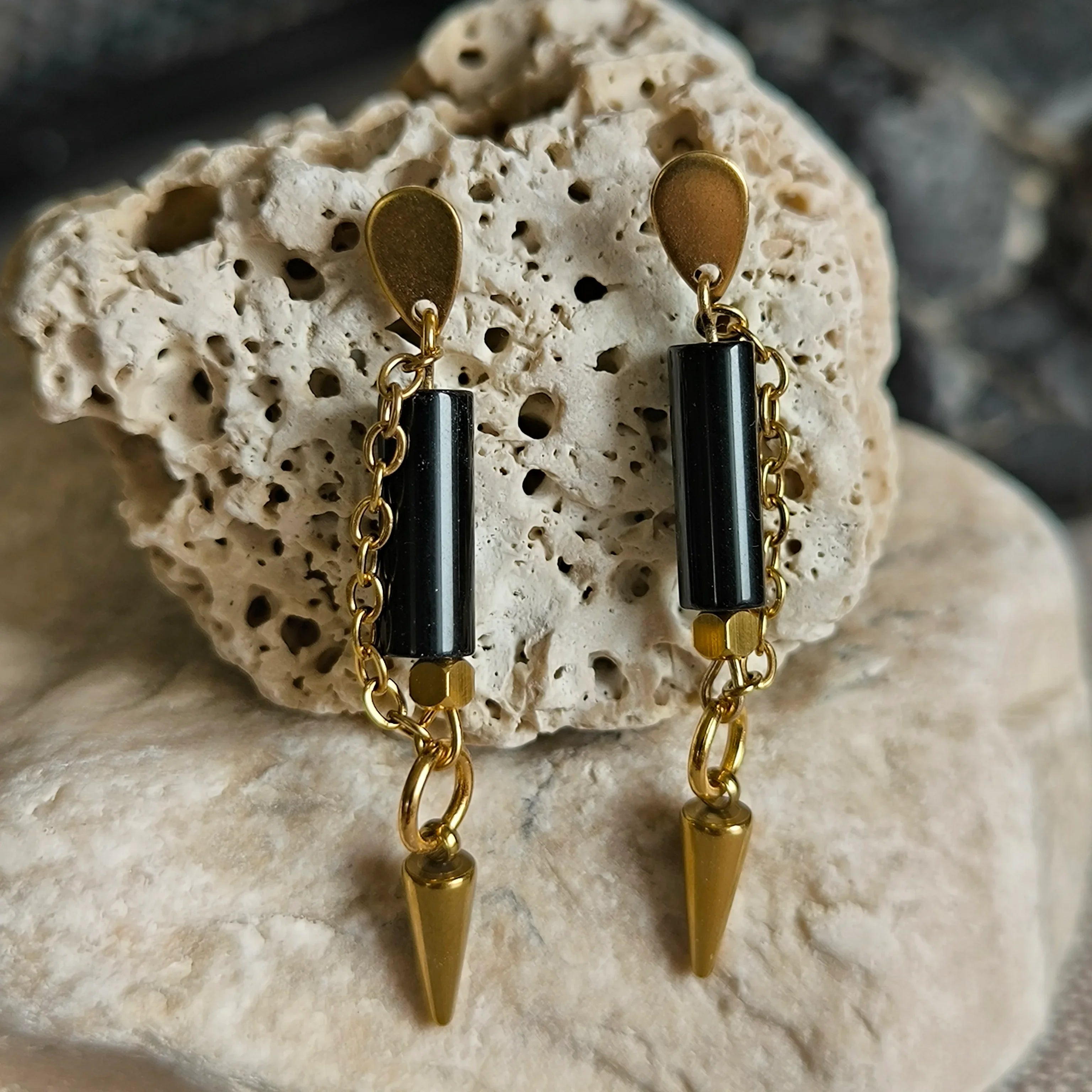 Mineralohrringe (Onyx) - Marole