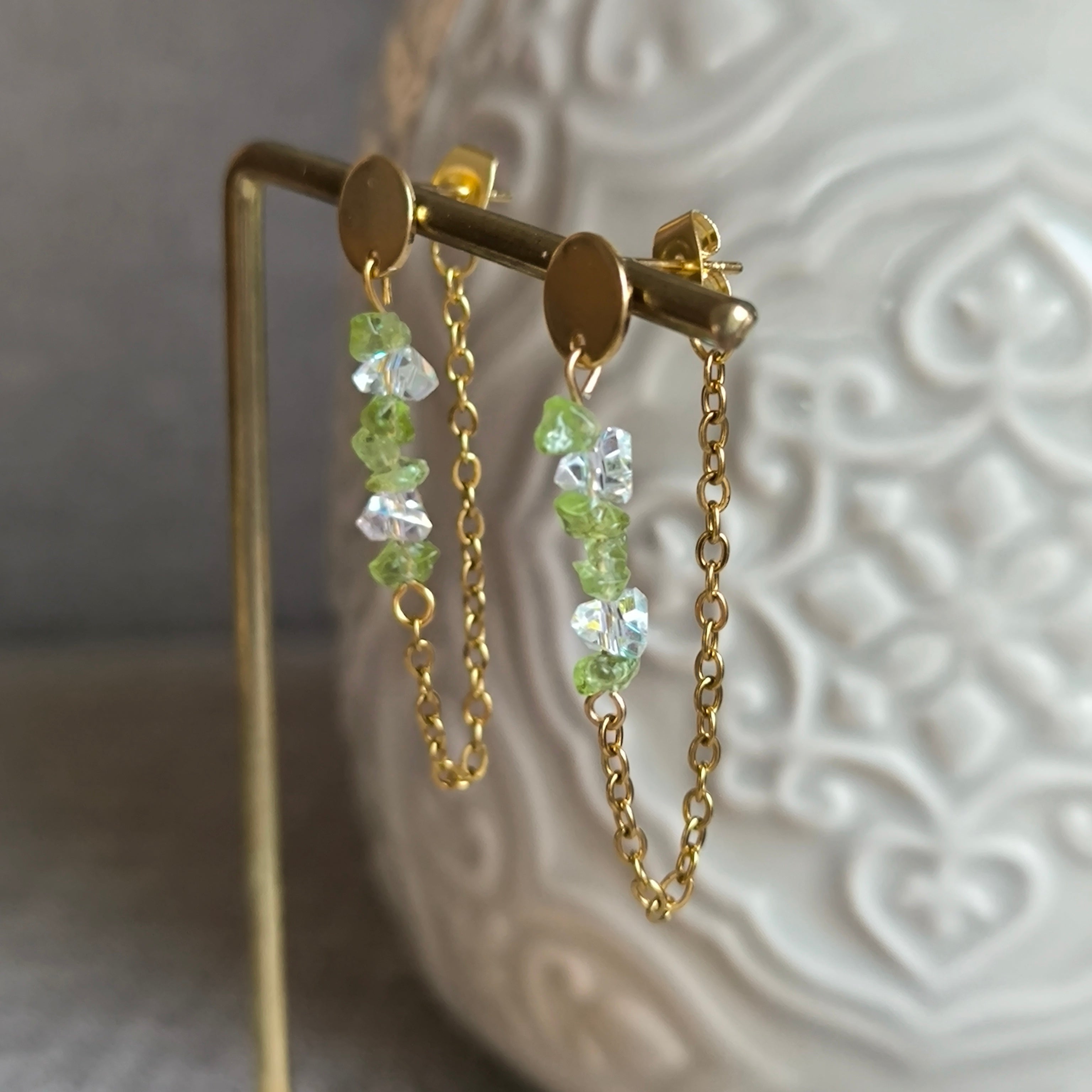 Náušnice z minerálov (Peridot) - Marole