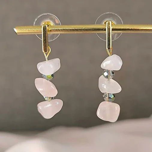 Cercei minerali (cuarț roz) - Marole