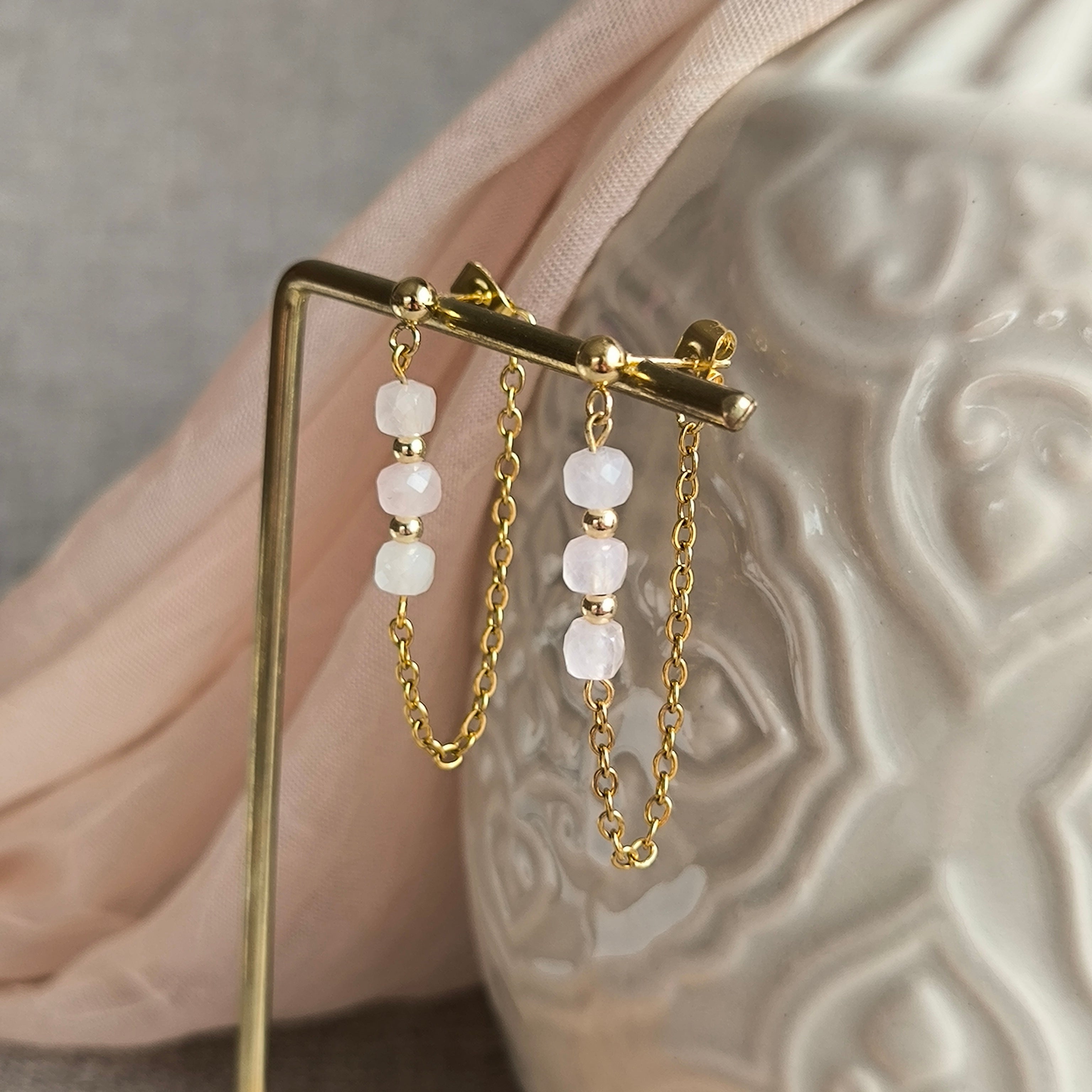 Kolczyki mineralne (kwarc różowy) - Marole