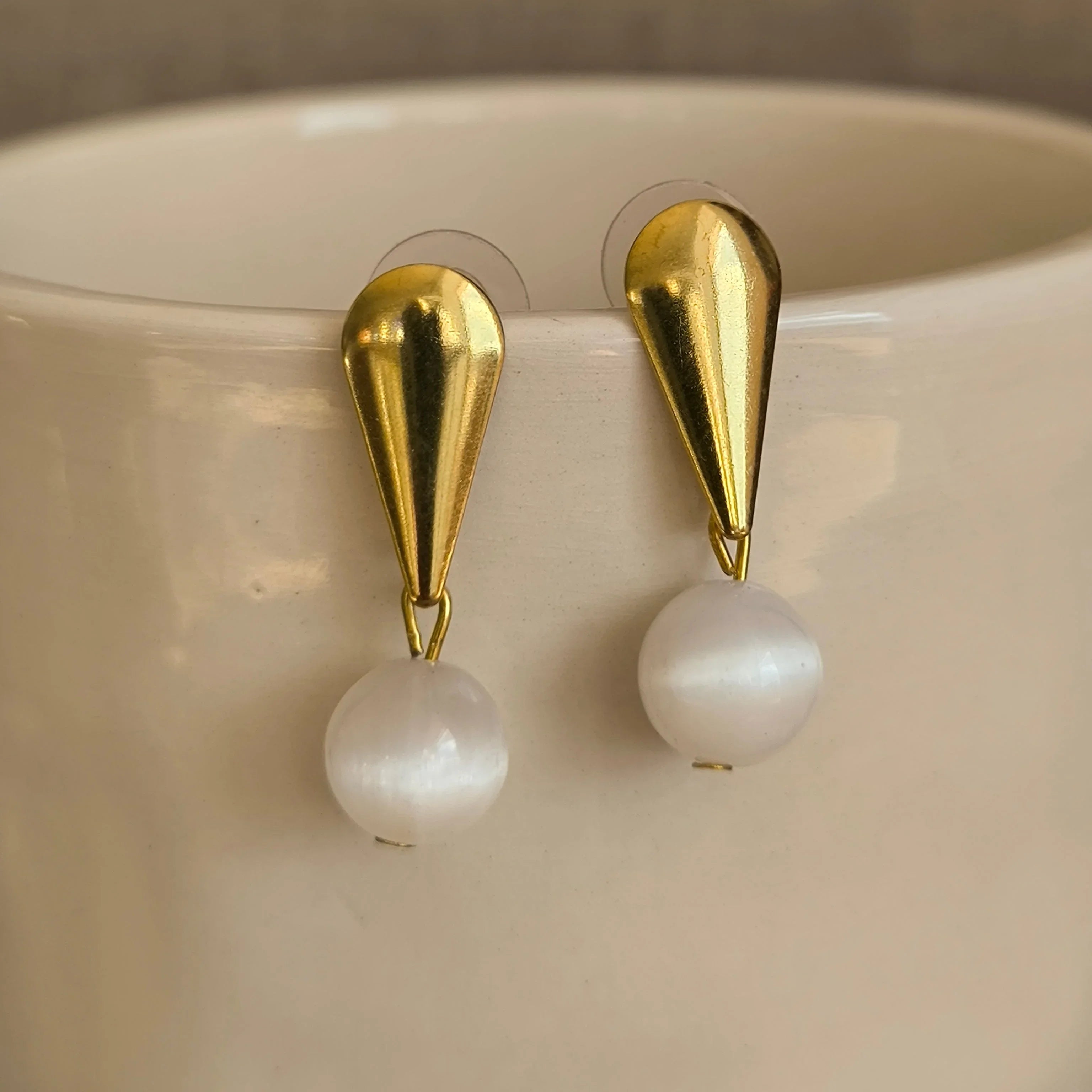 Kolczyki mineralne (Selenit) - Marole