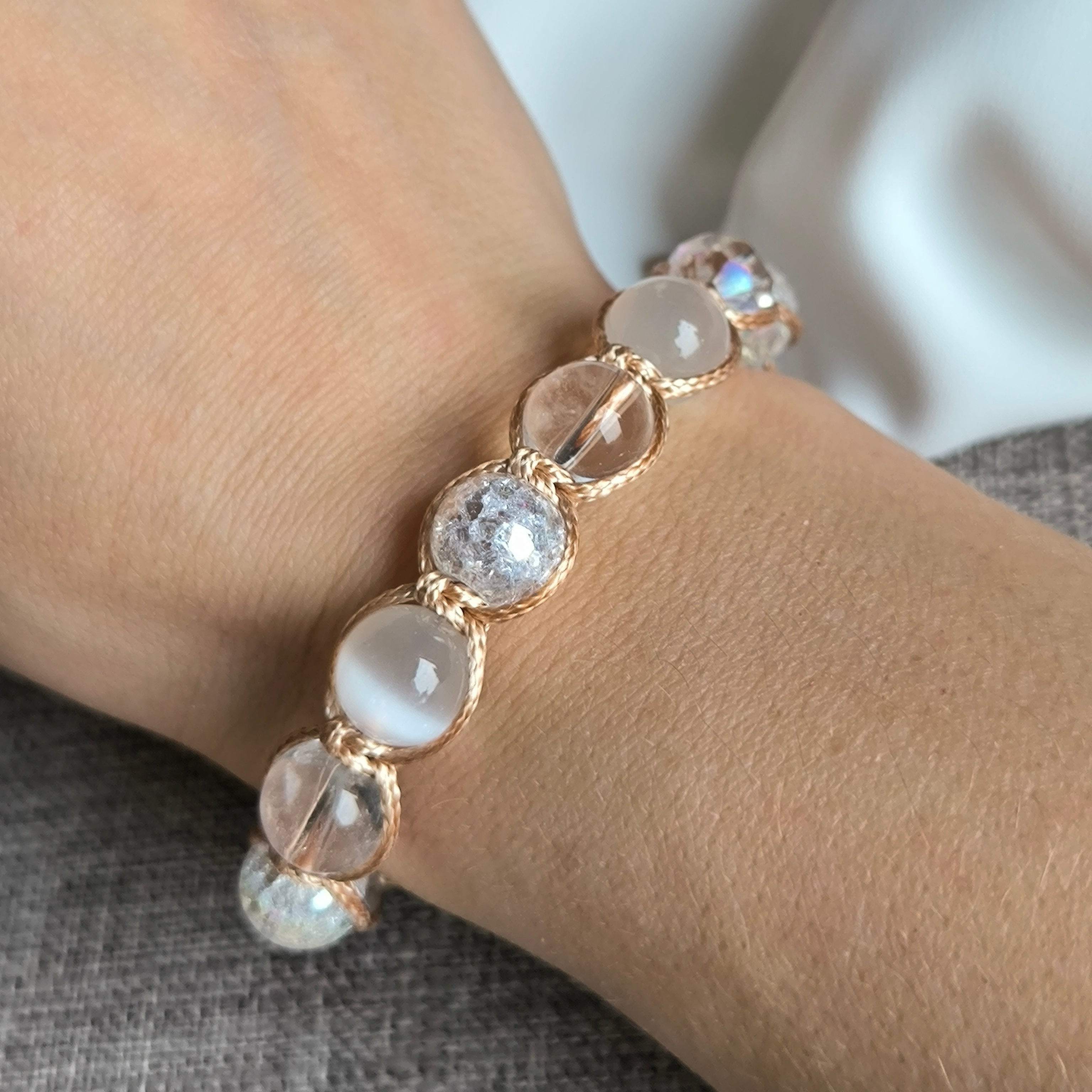 Nova - Náramok z minerálov (Selenit, Krištáľ) - Marole