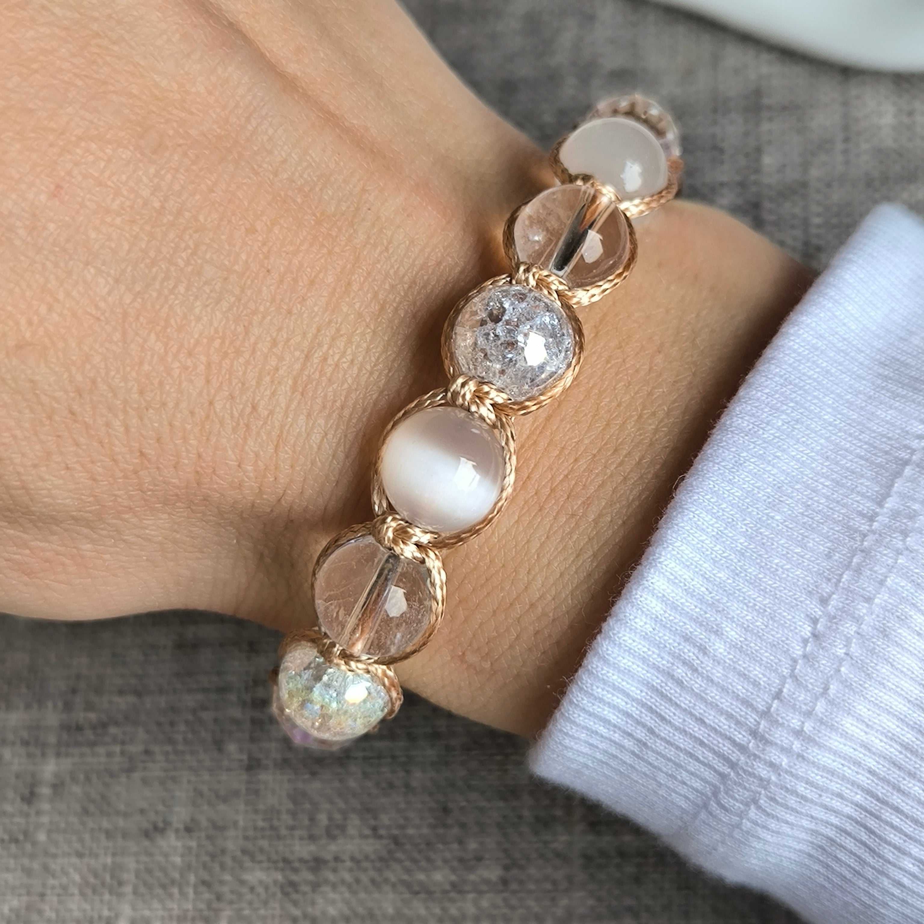 Nova - Náramok z minerálov (Selenit, Krištáľ) - Marole