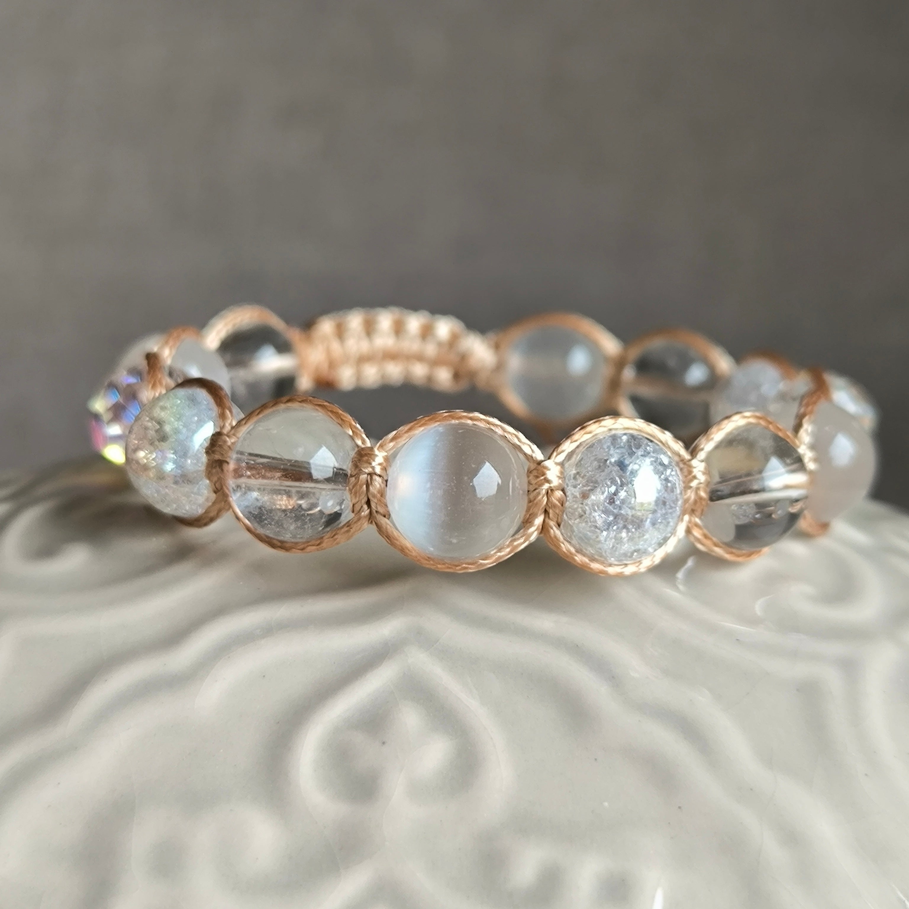 Nova - Náramok z minerálov (Selenit, Krištáľ) - Marole