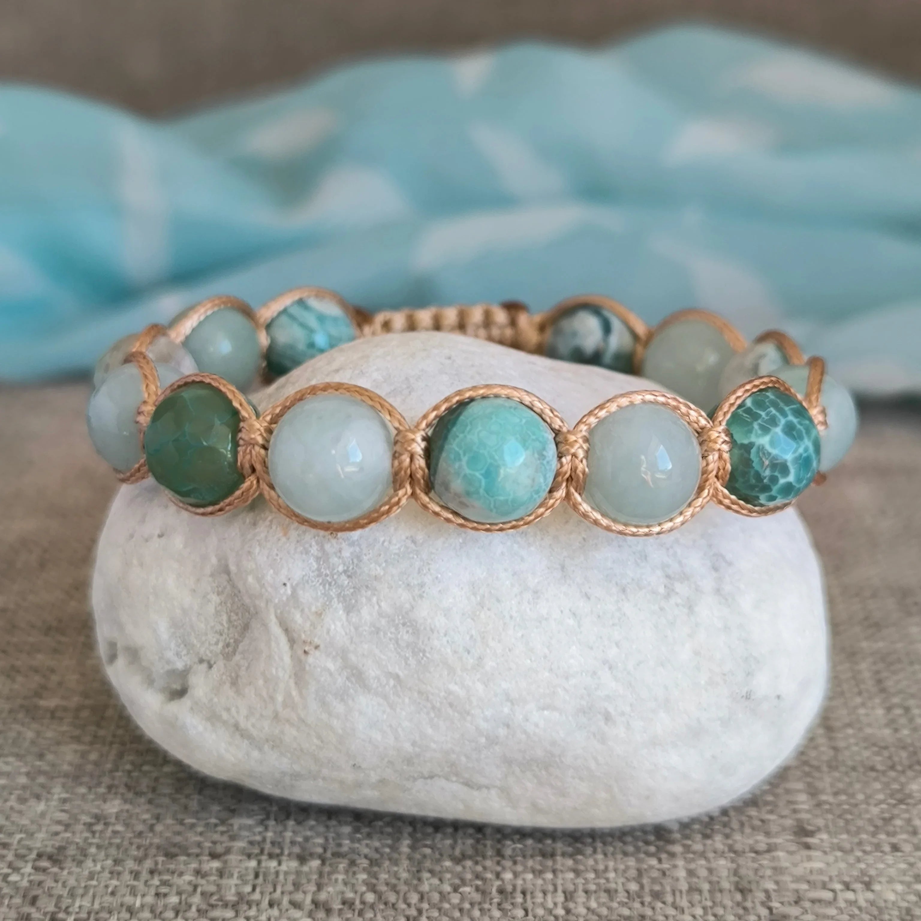 Ocean Serenity - Bransoletka mineralna (amazonit, agat) - Marole