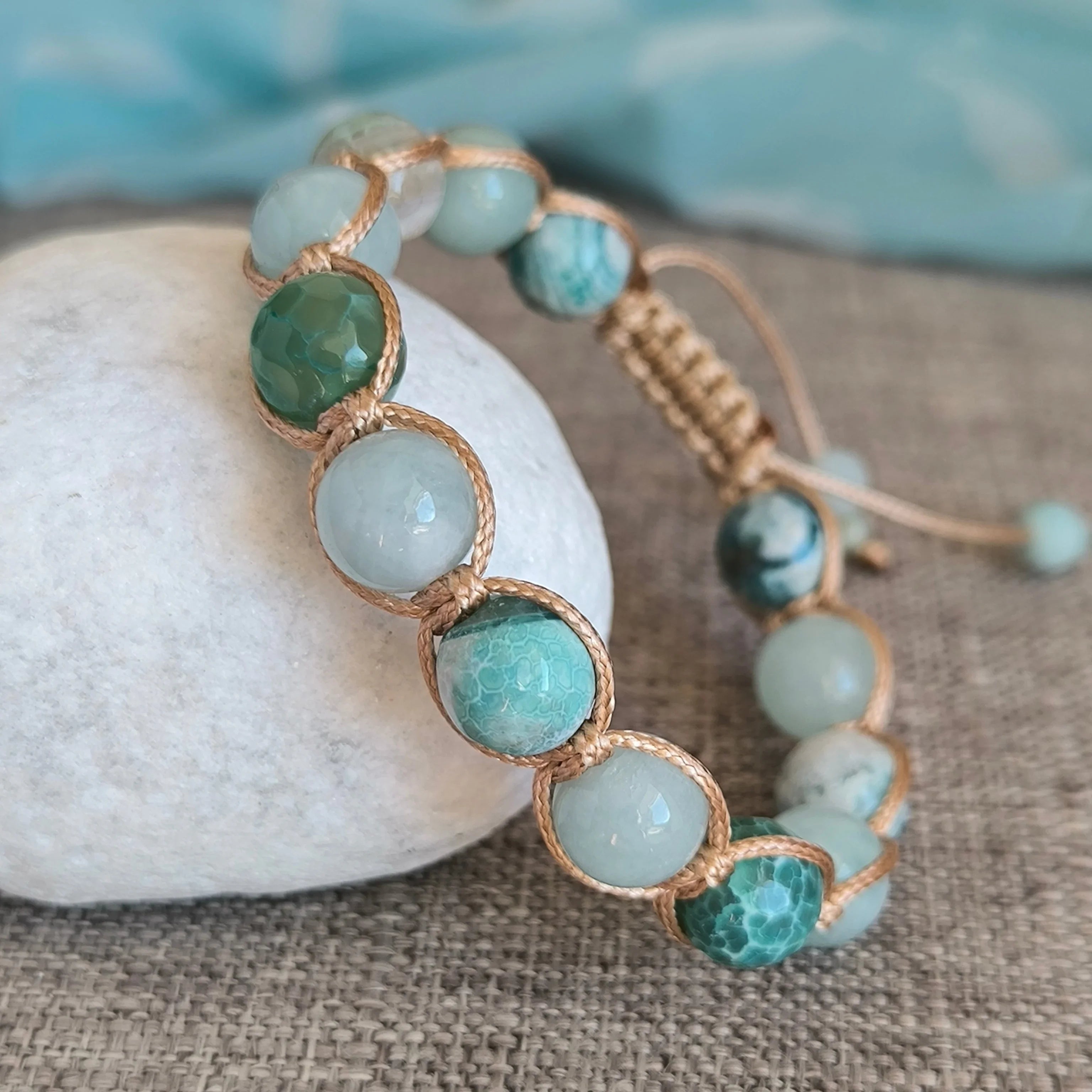 Ocean Serenity - Bransoletka mineralna (amazonit, agat) - Marole