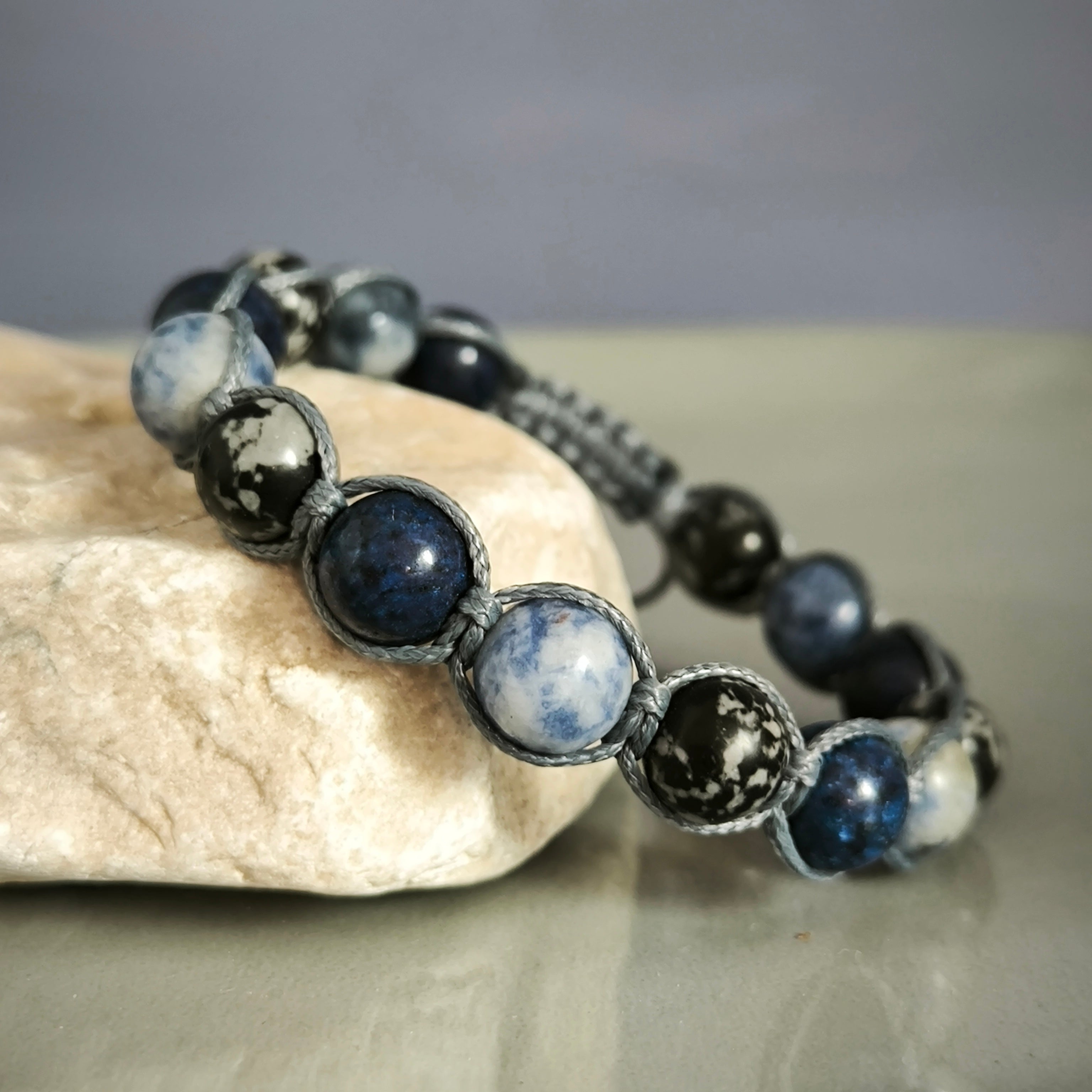 Poseidon - Náramok z minerálov (Sodalit, Lapis Lazuli, Obsidián) - Marole