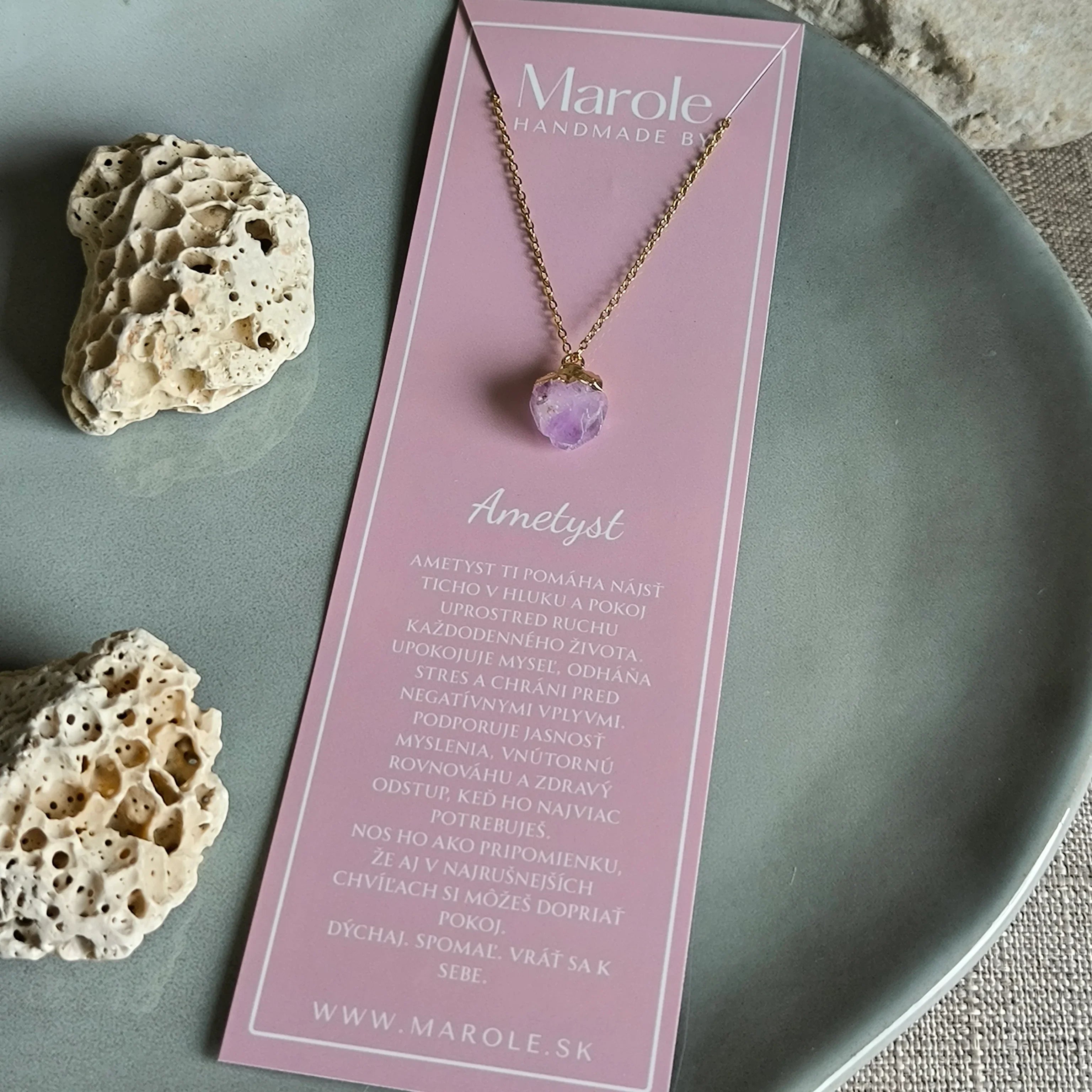 Kette mit Anhänger aus natürlichem Mineral (Amethyst) - Marole