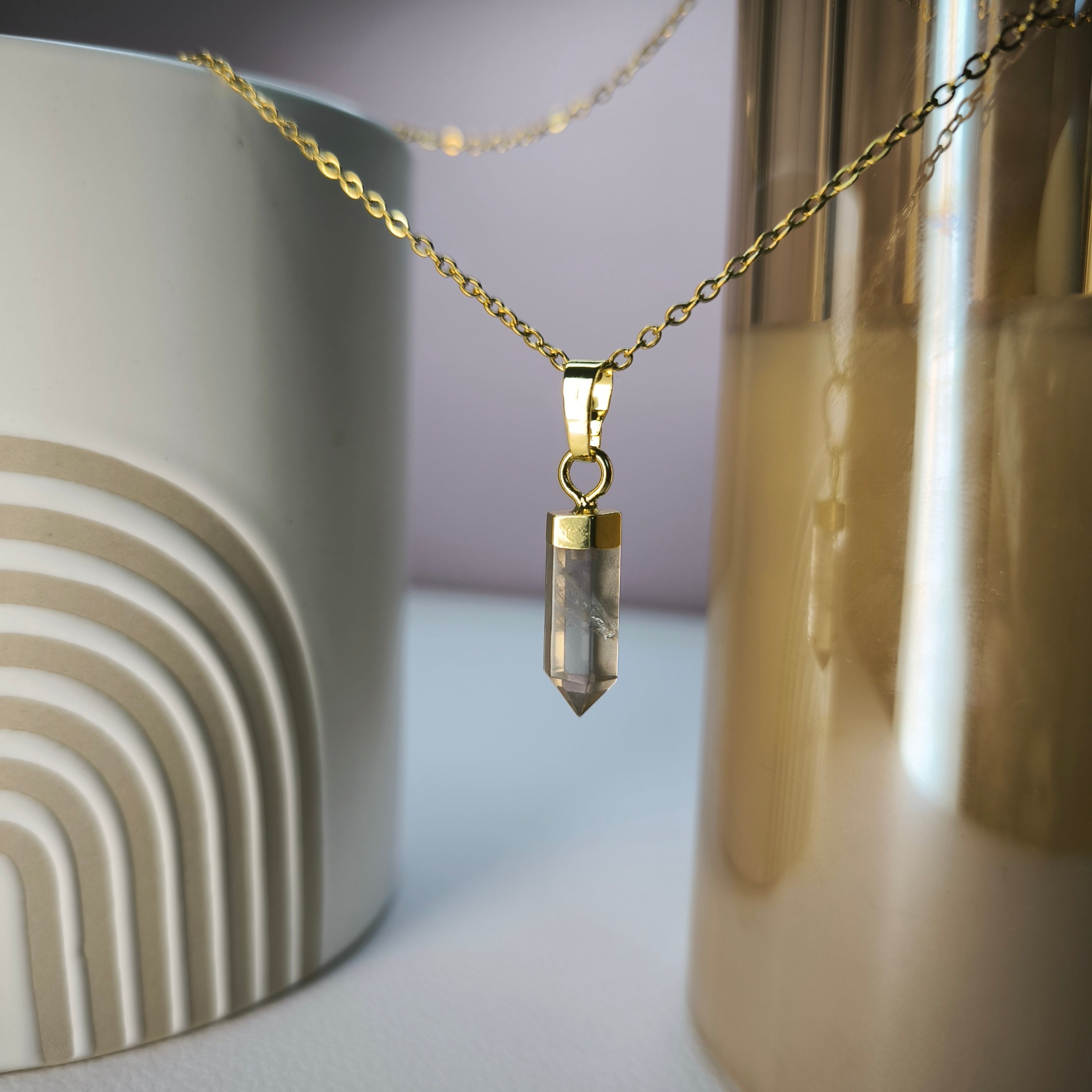 Łańcuszek z zawieszką z naturalnego minerału (Smoky Crystal) - Marole